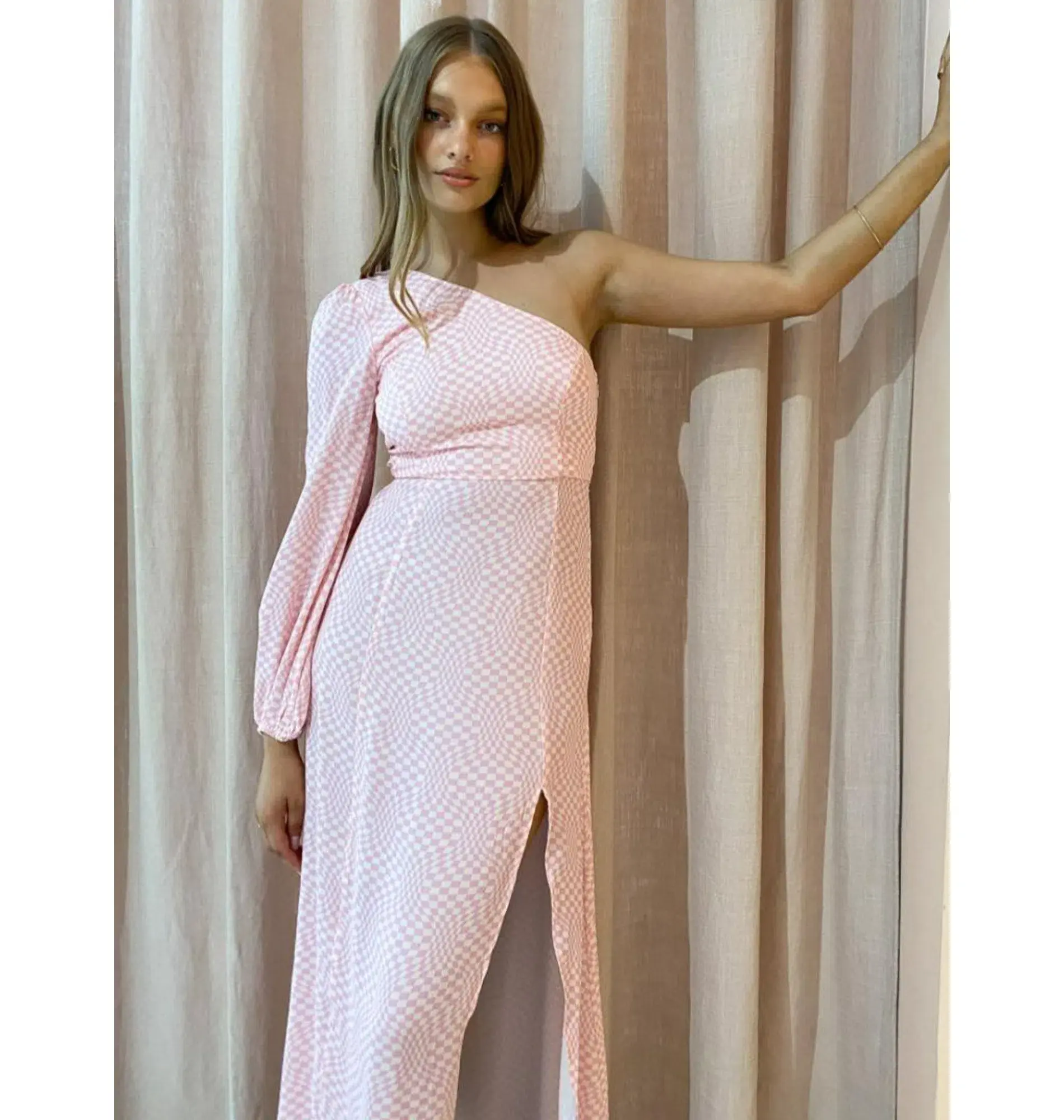 Wolf Gang Pacifica One Shoulder Maxi Dress in Pink Size AU 8 - Image 2
