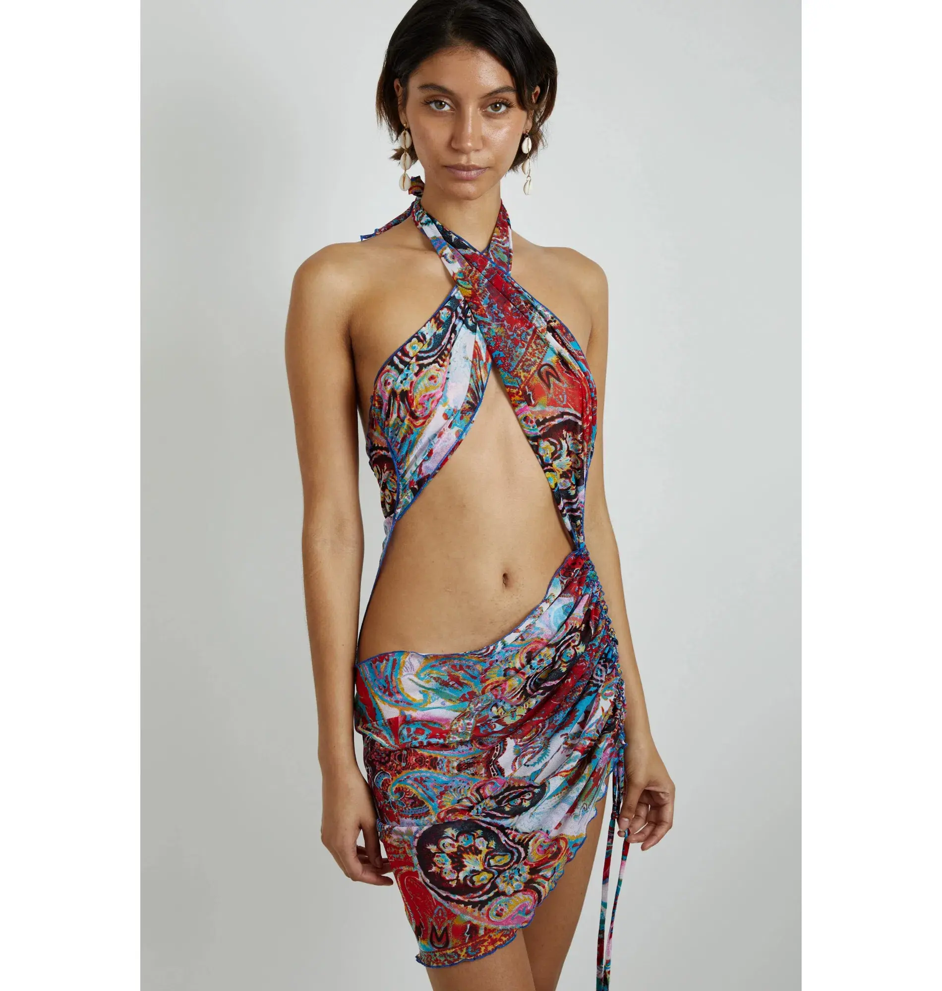 Kim Shui Mesh Paisley Wrap Dress in Multi Size Small / AU 8 - Image 2