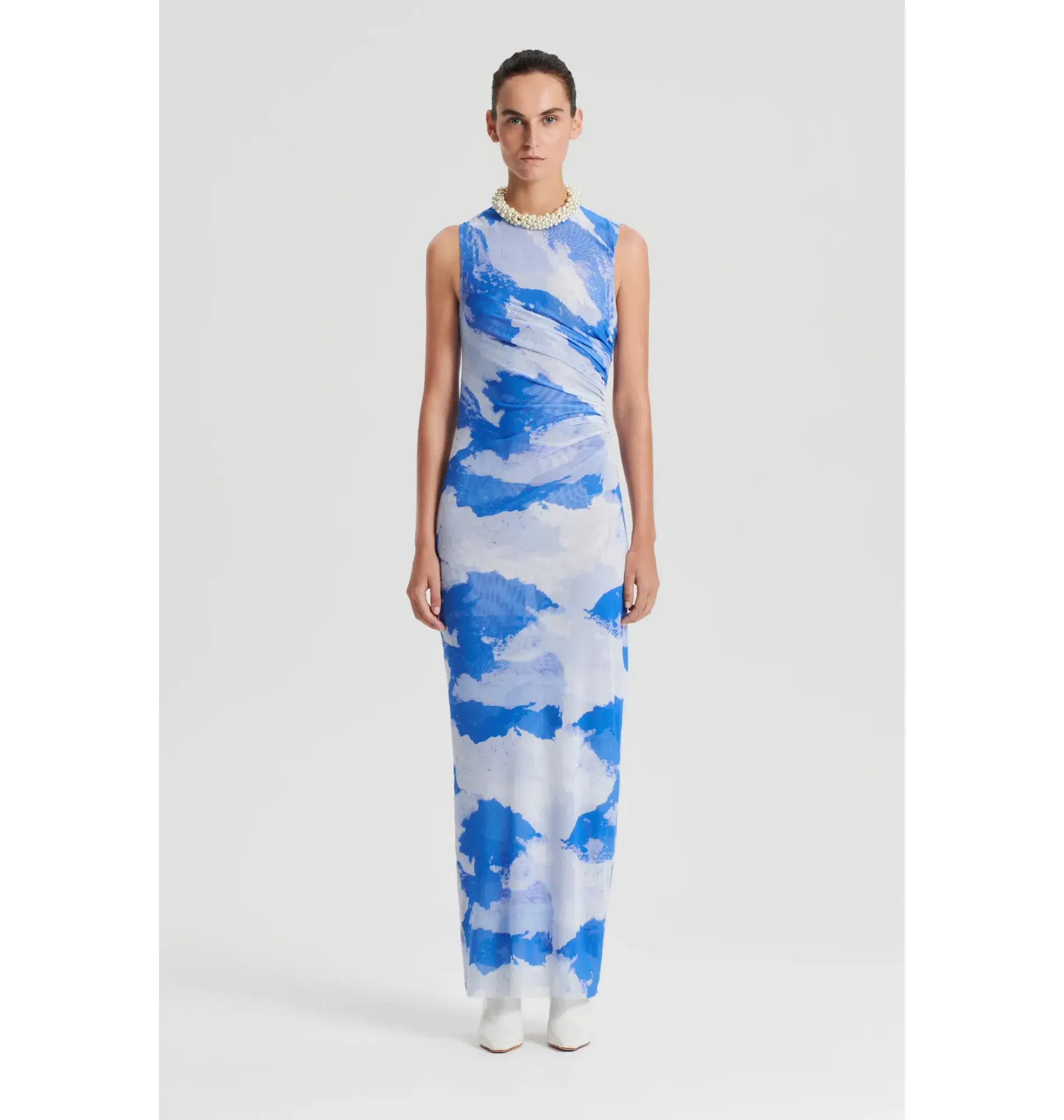 Scanlan Theodore Italian Cloud Print Dress Blue Size AU 6 - Image 1