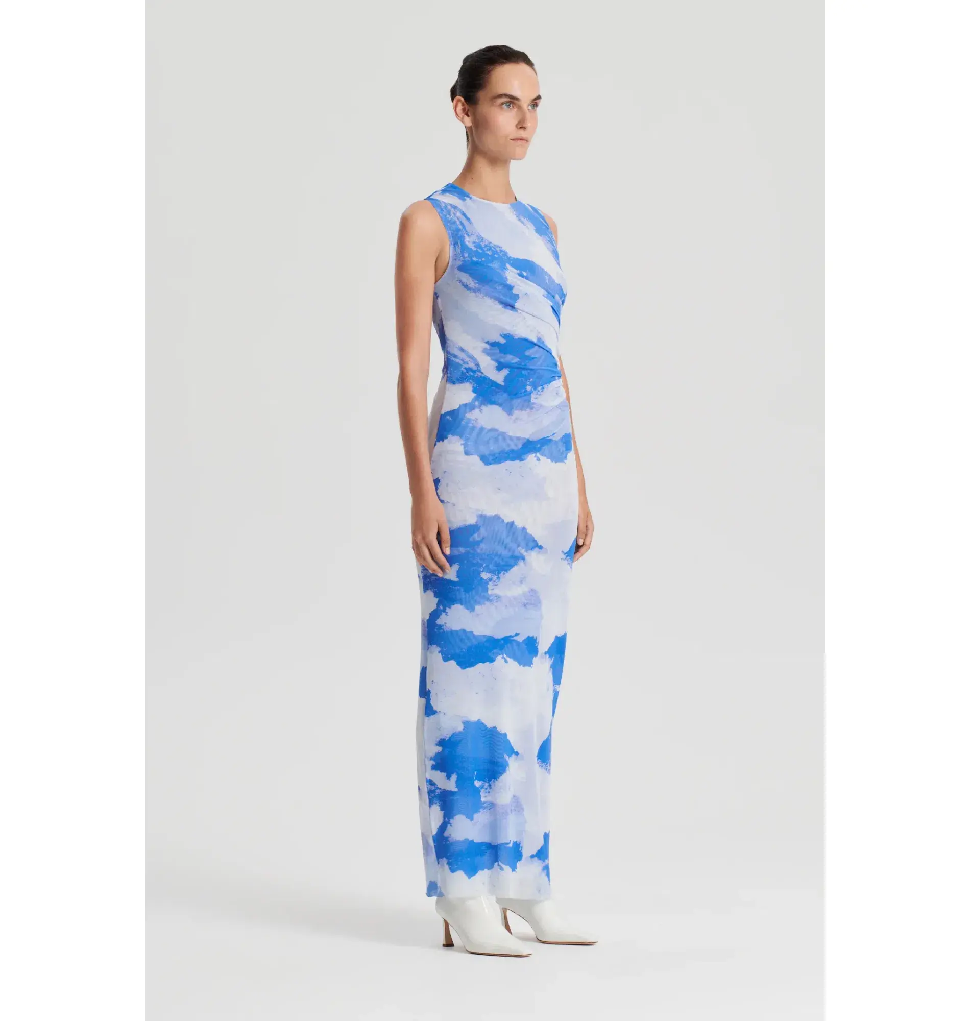 Scanlan Theodore Italian Cloud Print Dress Blue Size AU 6 - Image 2