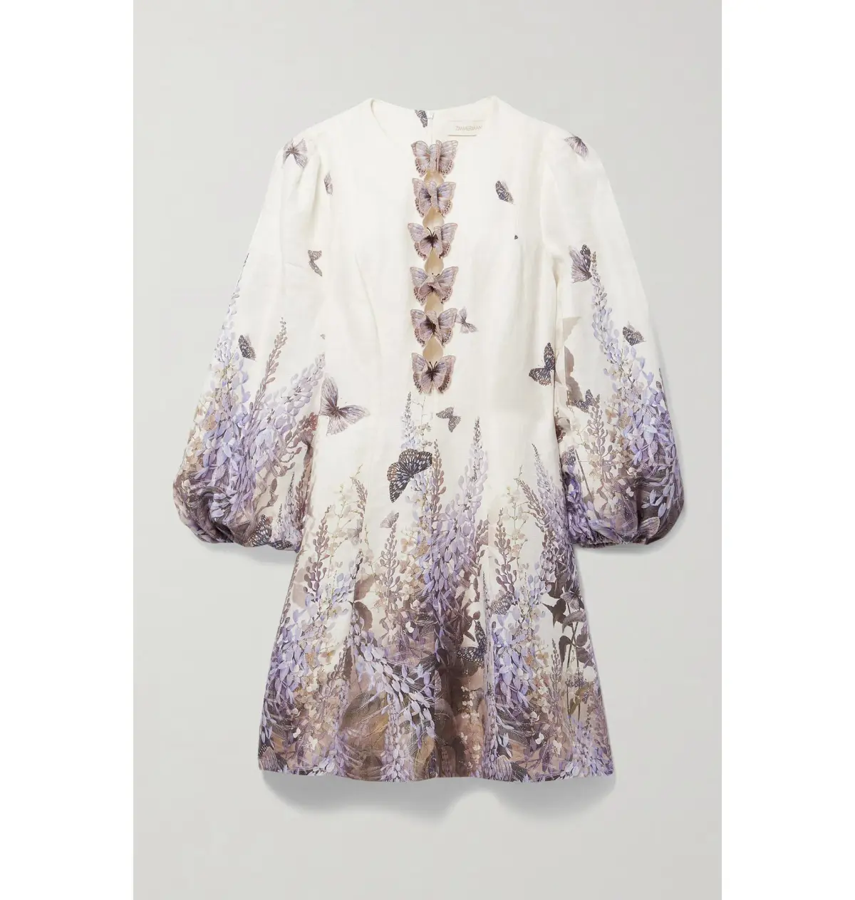 Zimmermann The Luminous Butterfly Mini Dress in Ivory Lavender Tea Size 2 / AU 12 - Image 5