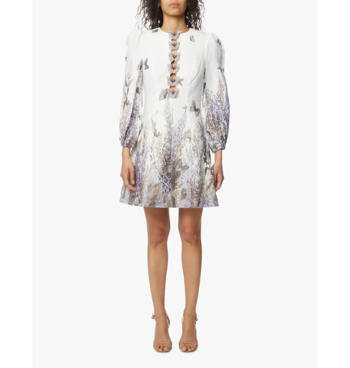 Zimmermann The Luminous Butterfly Mini Dress in Ivory Lavender Tea Size 2 / AU 12 - Image 1