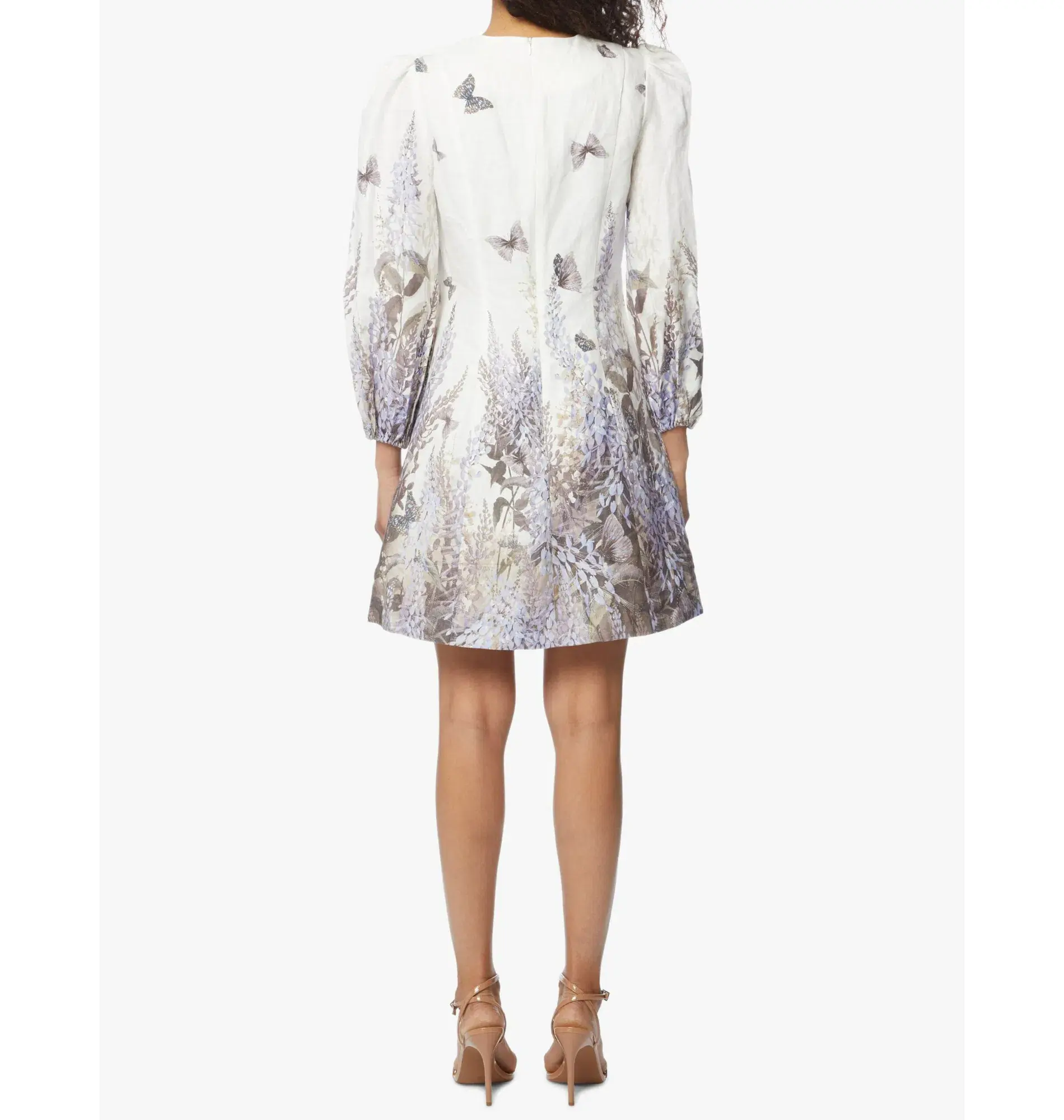 Zimmermann The Luminous Butterfly Mini Dress in Ivory Lavender Tea Size 2 / AU 12 - Image 3