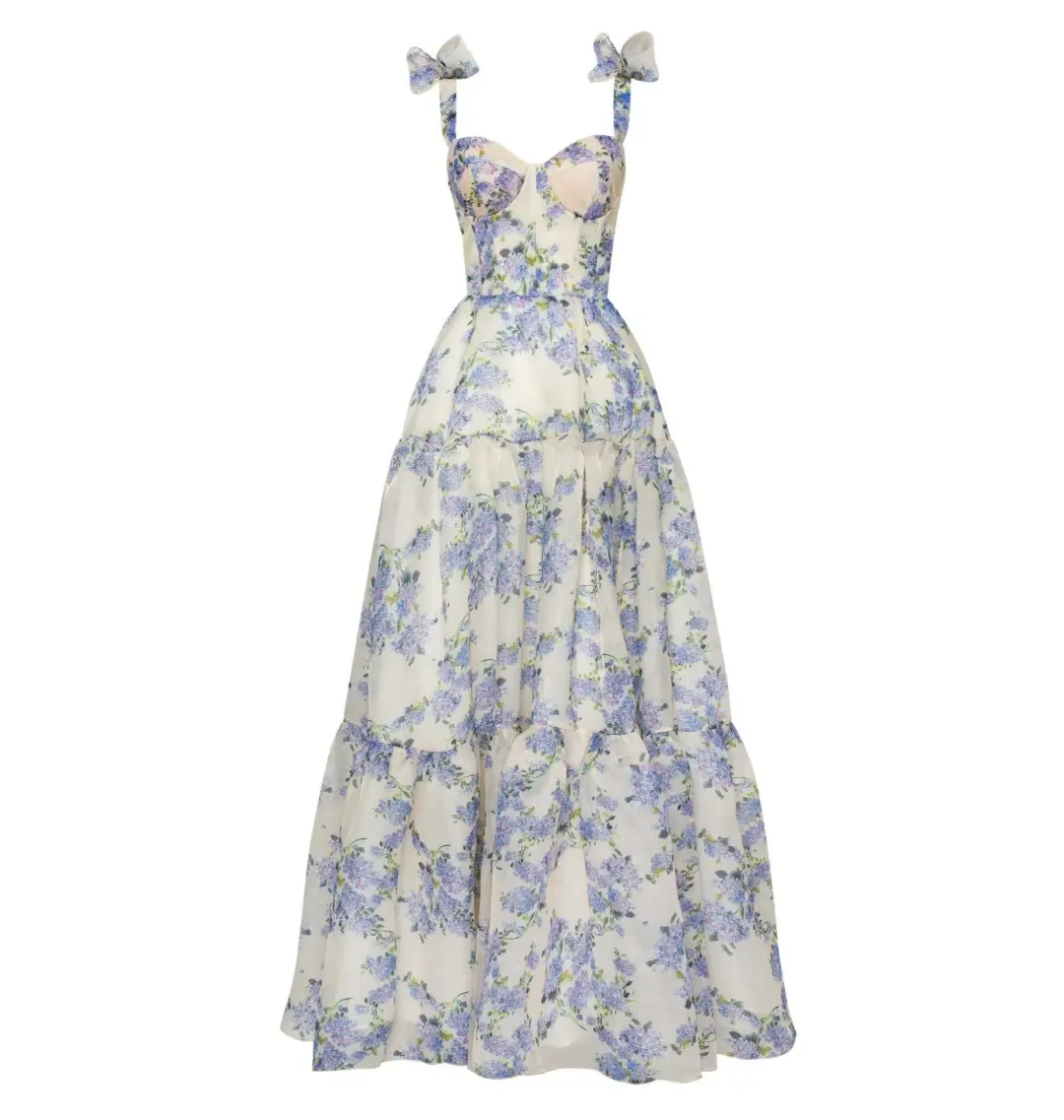 Milla Milla Hydrangea Tender Floral Maxi Tie-strap Dress Size Small / AU 8 for rent on The Volte - main image
