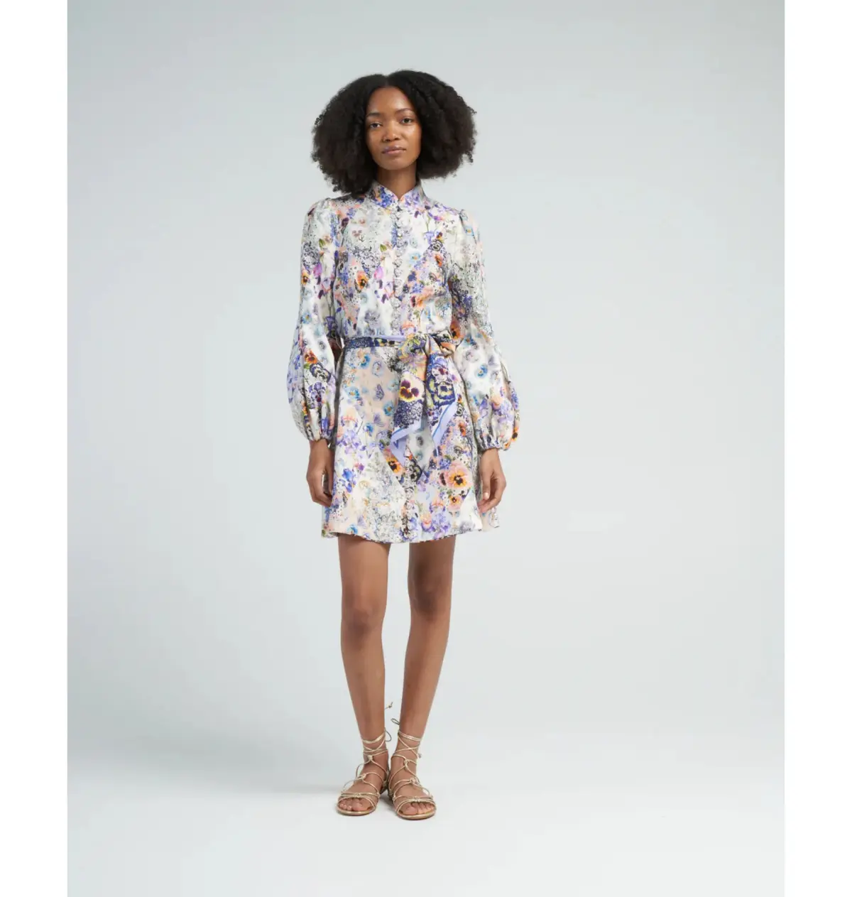 Zimmermann Tama Belted Mini Dress in Diamond Splice Floral Size 2 / AU 12 - Image 1