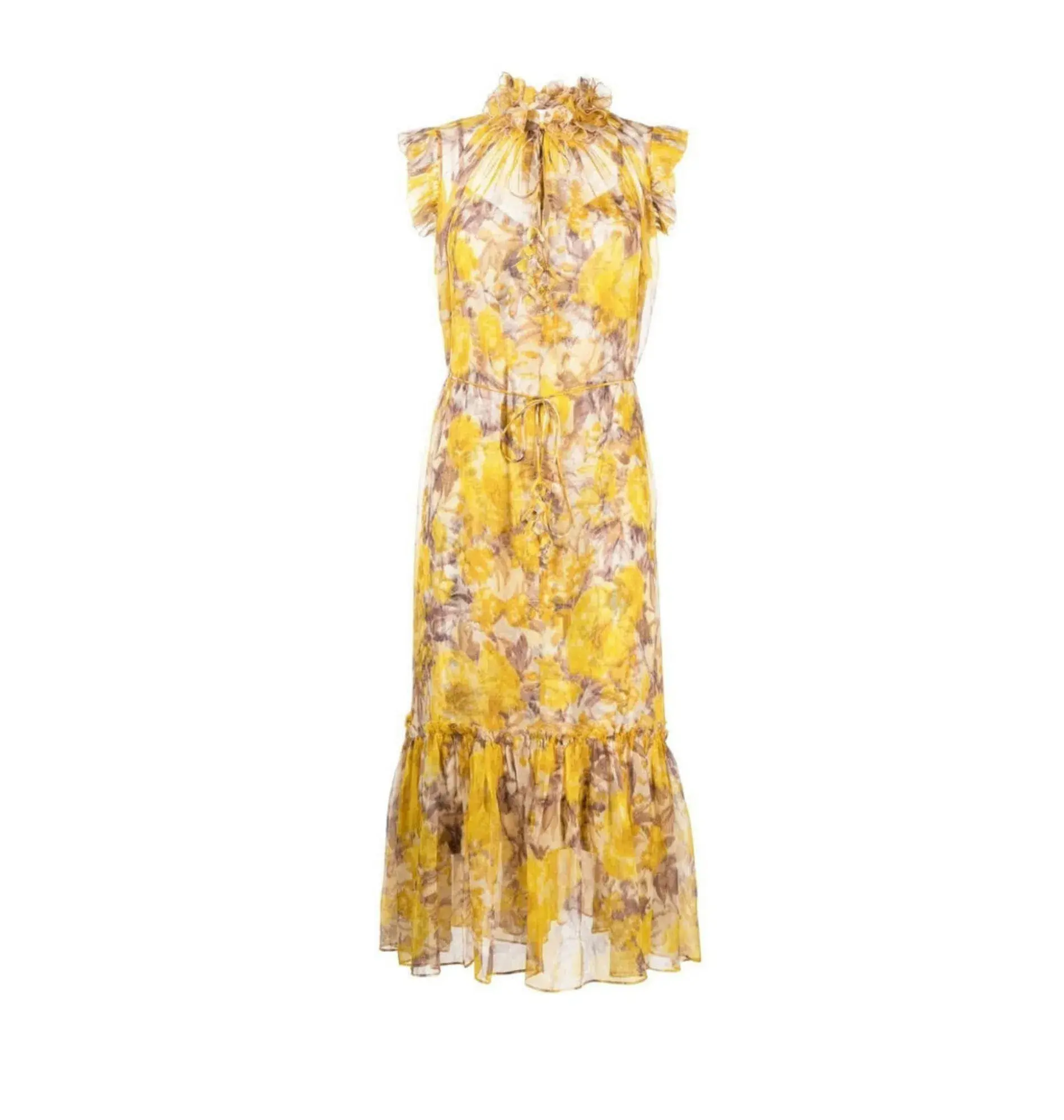 Zimmermann High Tide Flutter Dress Yellow Size 1 / AU 10 - Image 3