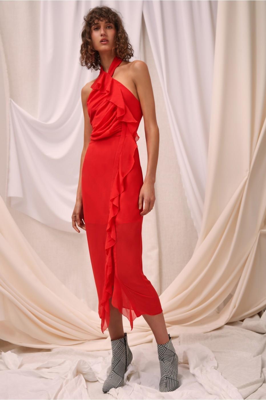 C/MEO COLLECTIVE ELUDE MIDI DRESS CHILLI - Image 5