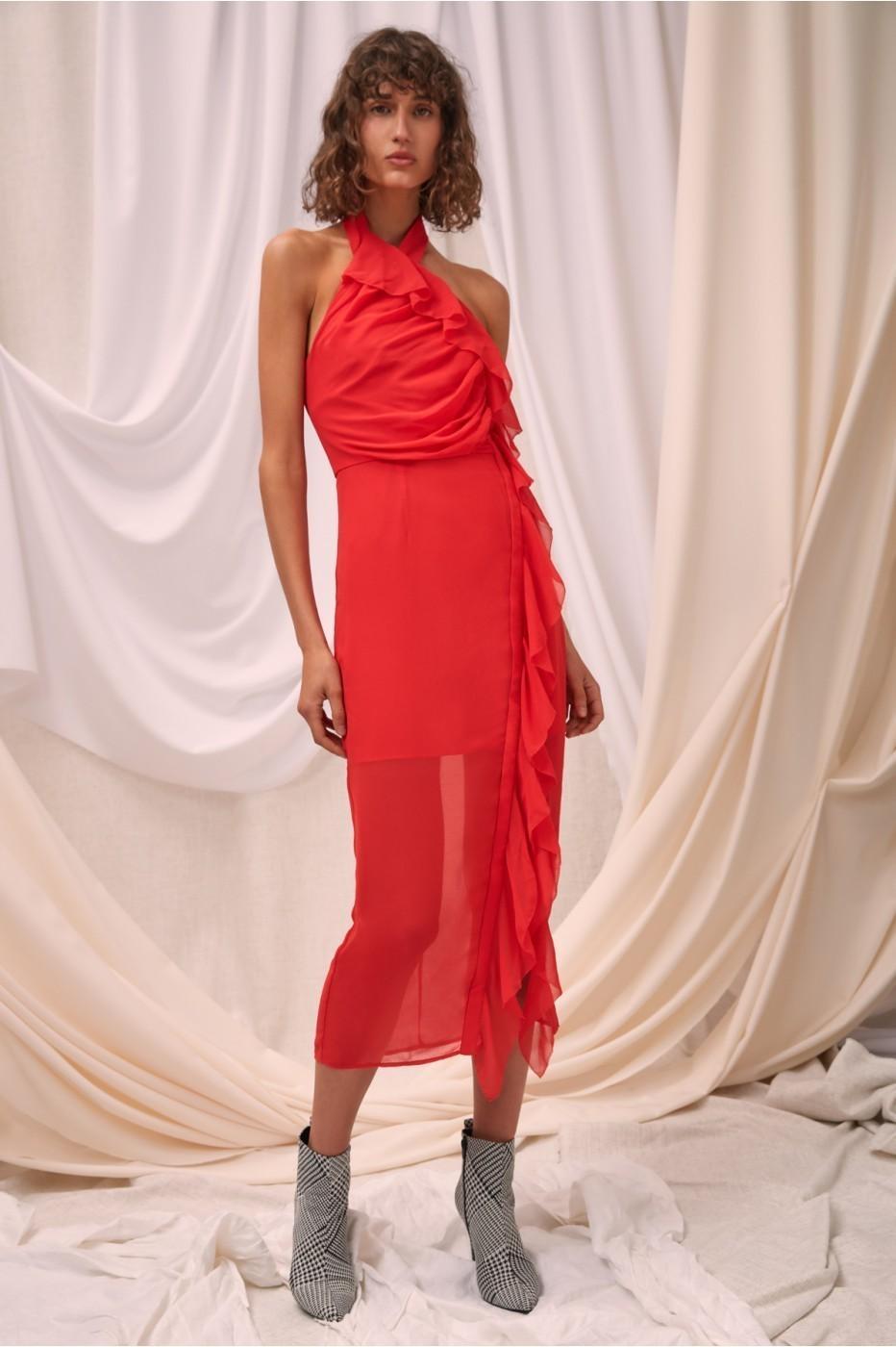C/MEO COLLECTIVE ELUDE MIDI DRESS CHILLI - Image 7