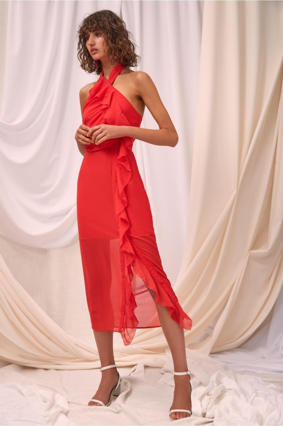 C/MEO COLLECTIVE ELUDE MIDI DRESS CHILLI - Image 8