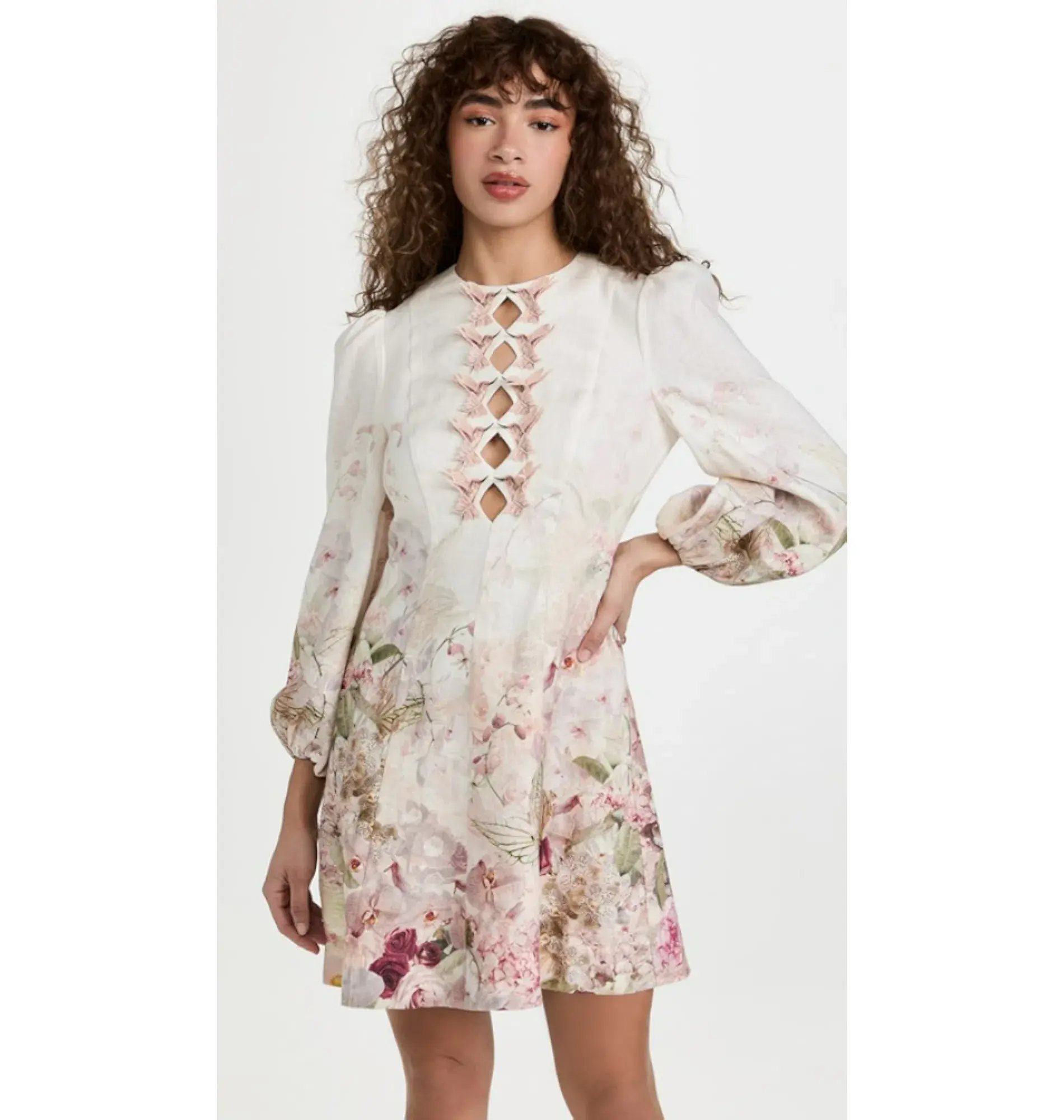 Zimmermann Dancer Hummingbird Mini Dress Alabaster Garden Floral Size 2 / AU 12 - Image 2