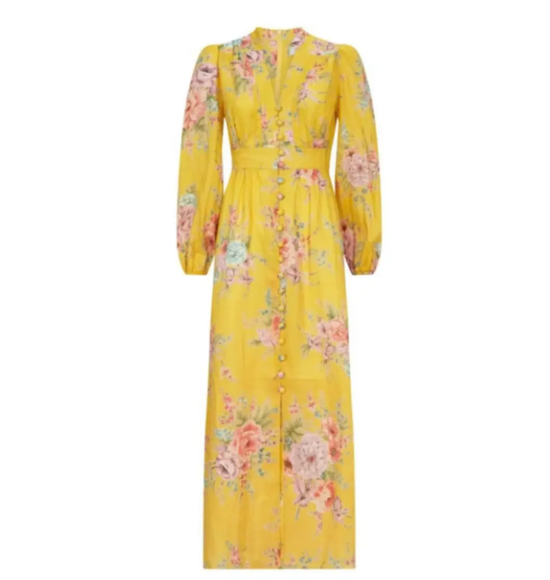 Zimmermann Zinnia Floral Maxi Dress Yellow Size 2 / AU 12 for rent on The Volte - main image