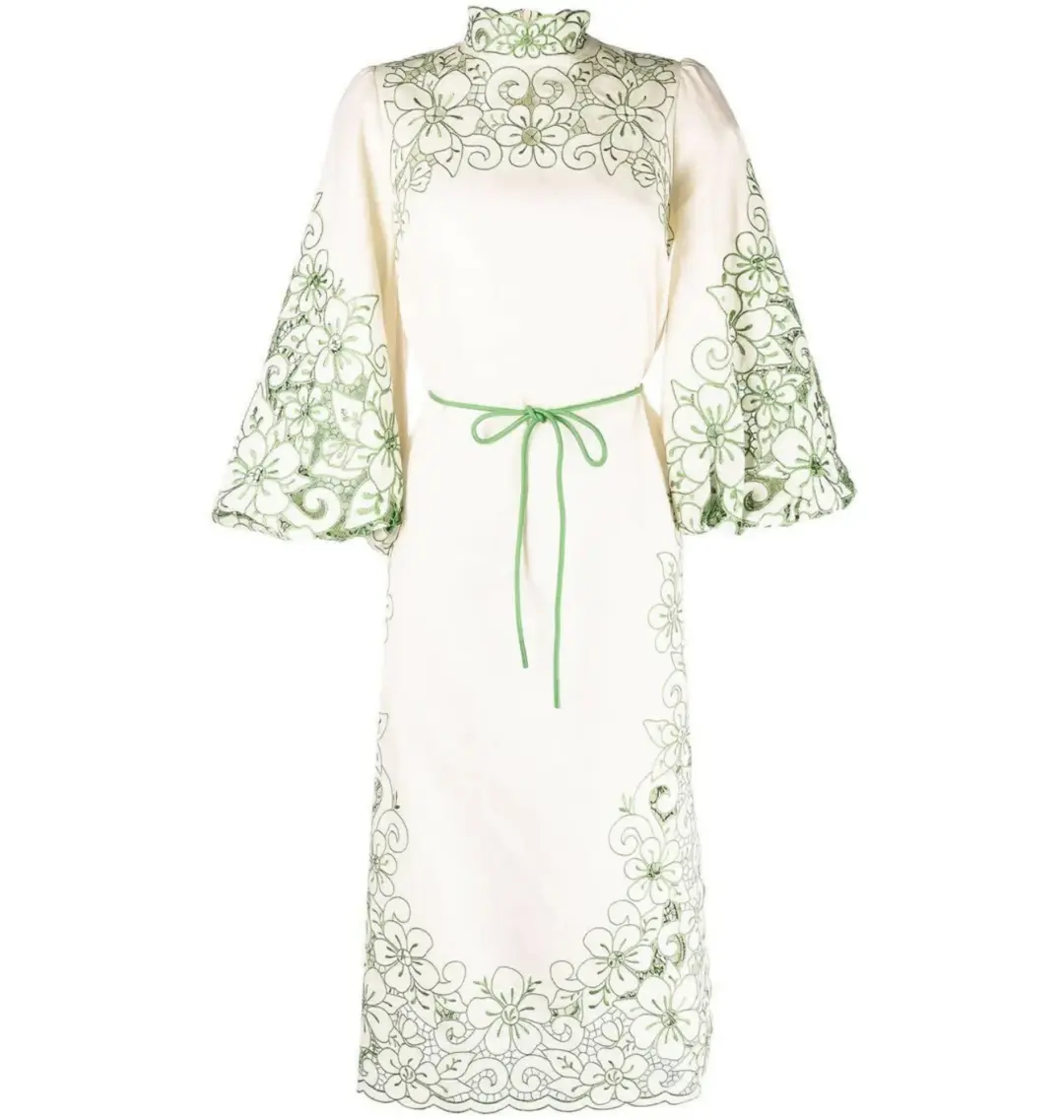 Zimmermann Teddy Floral Midi Dress Cream/Green Size 1 / AU 10 for rent on The Volte - main image