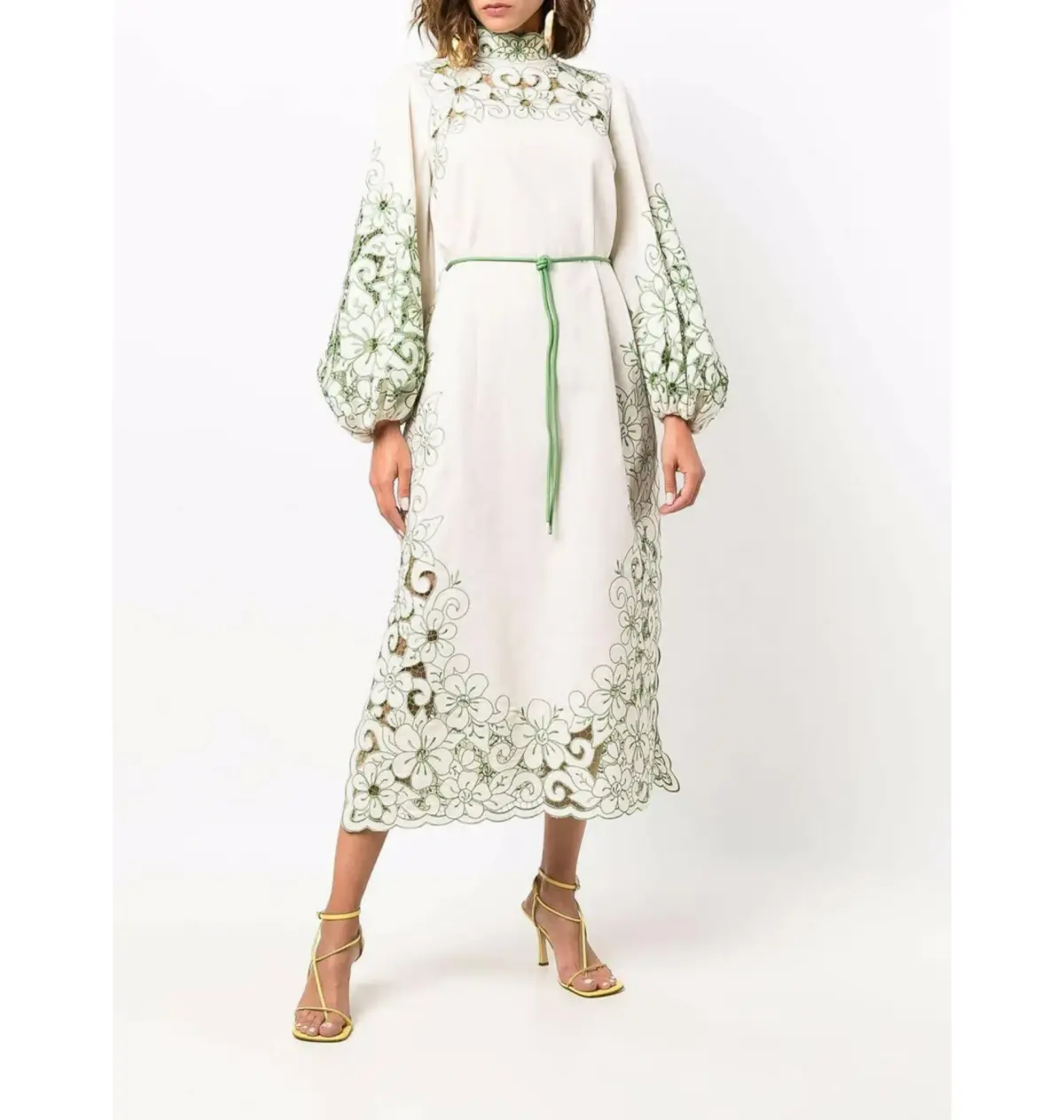 Zimmermann Teddy Floral Midi Dress Cream/Green Size 1 / AU 10 - Image 1