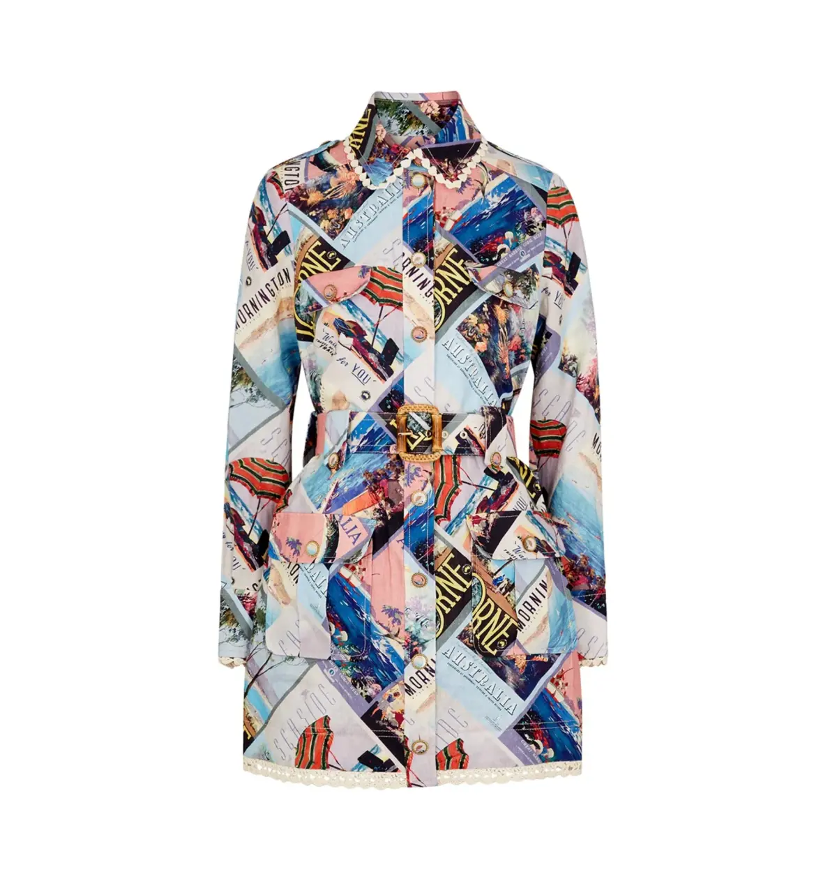 Zimmermann Postcard Shirt Mini Dress Print Size 2 / AU 12 - Image 4