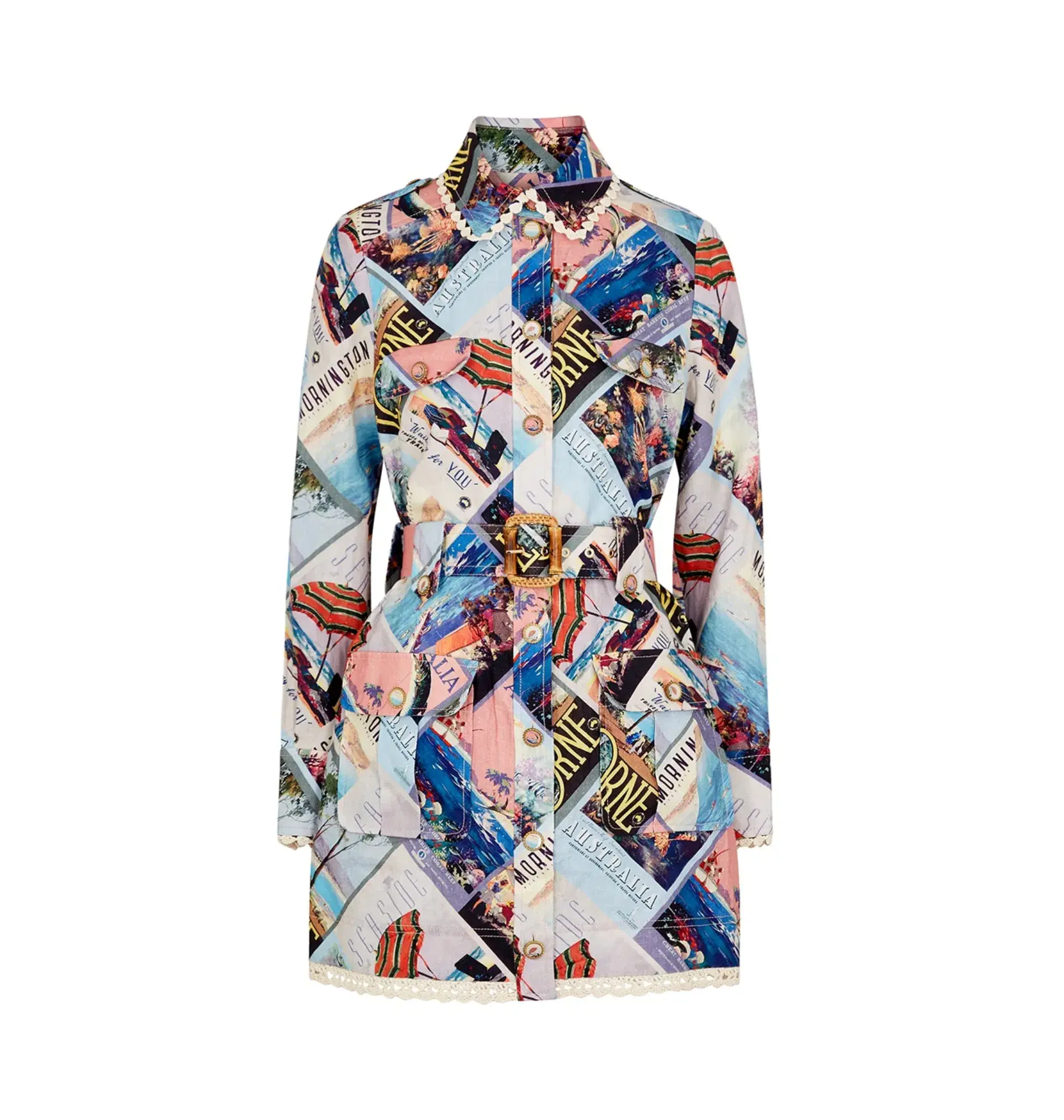 Zimmermann Postcard Shirt Mini Dress Print Size 2 / AU 12 - Image 4