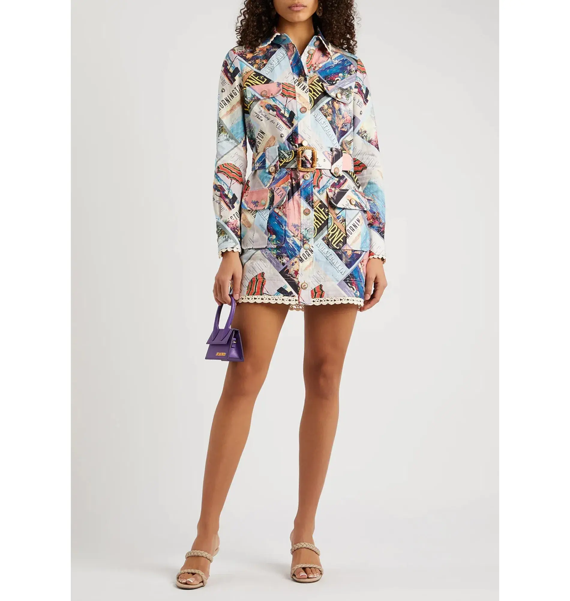 Zimmermann Postcard Shirt Mini Dress Print Size 2 / AU 12 - Image 1