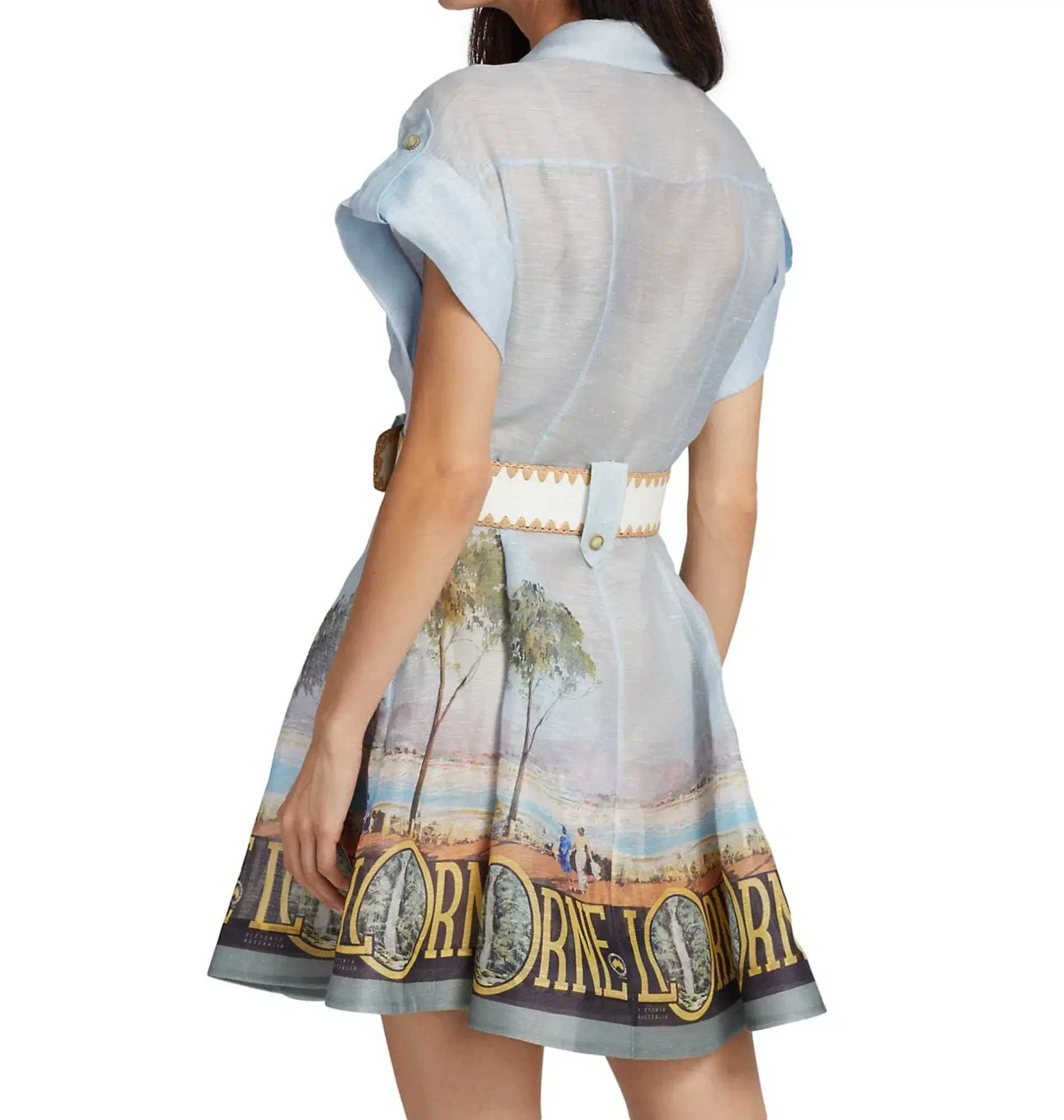 Zimmermann Postcard Shirt Mini Dress Lorne Print Size 2 / AU 12 - Image 3
