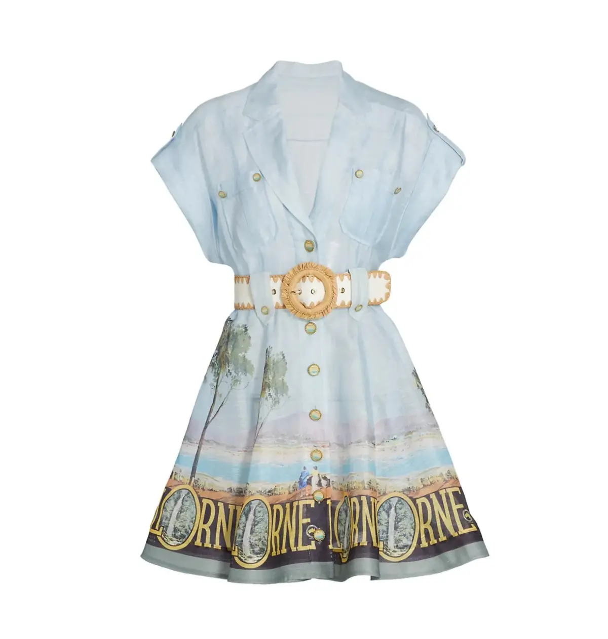 Zimmermann Postcard Shirt Mini Dress Lorne Print Size 2 / AU 12 - Image 4