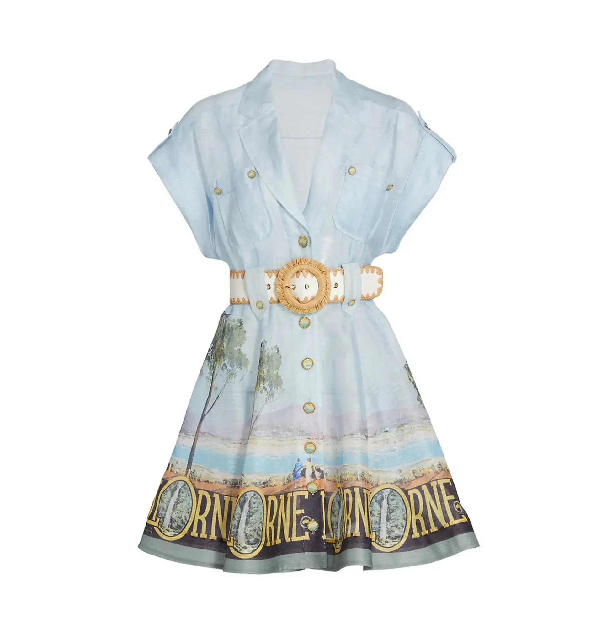 Zimmermann Postcard Shirt Mini Dress Lorne Print Size 2 / AU 12 - Image 4
