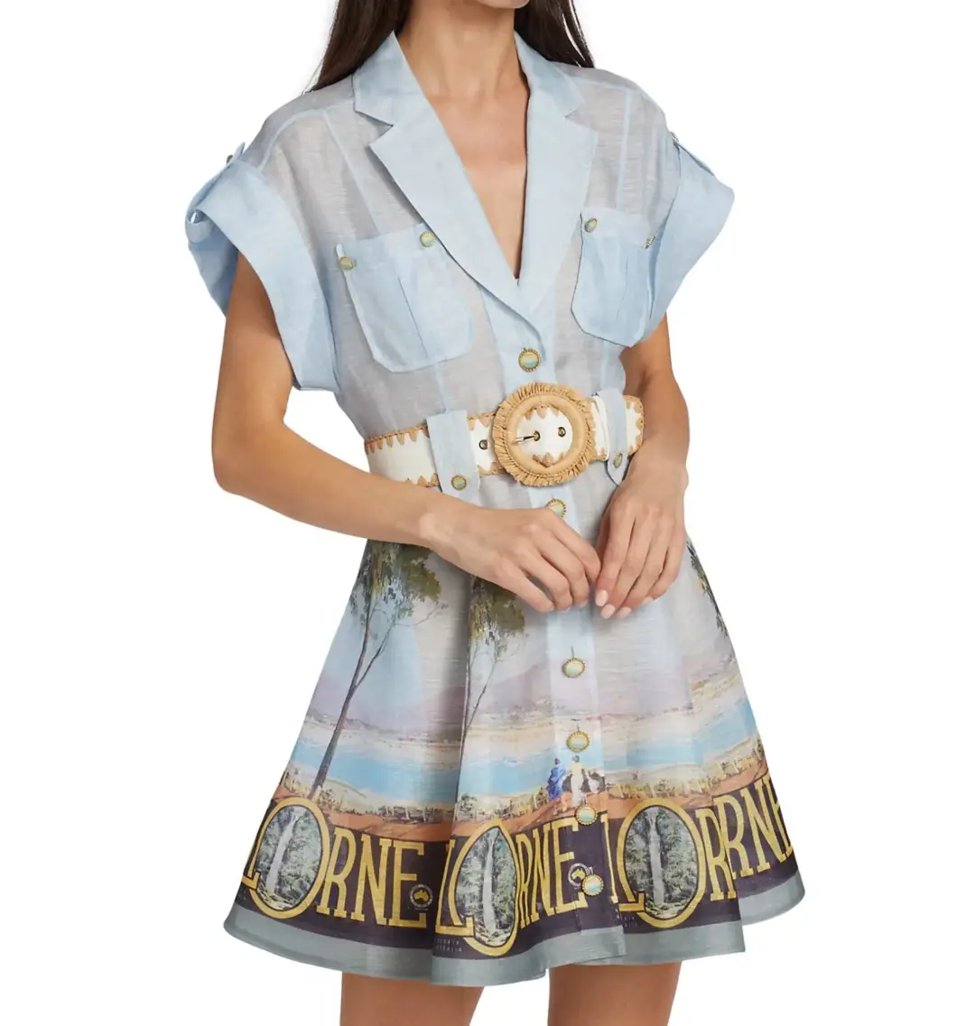 Zimmermann Postcard Shirt Mini Dress Lorne Print Size 2 / AU 12 for rent on The Volte - main image