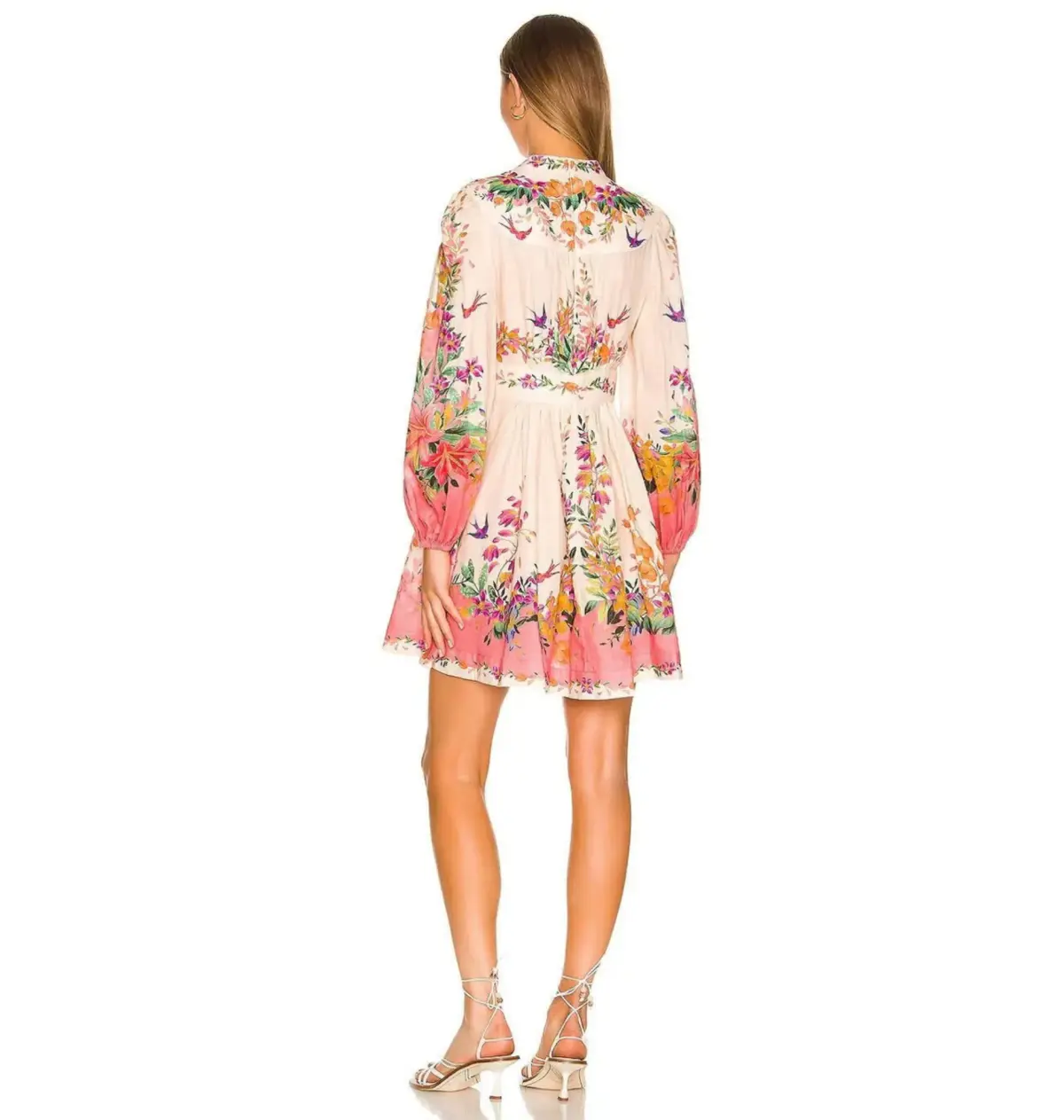 Zimmermann Tropicana Plunge Mini Dress Cream Floral Size 3 / AU 14 - Image 5