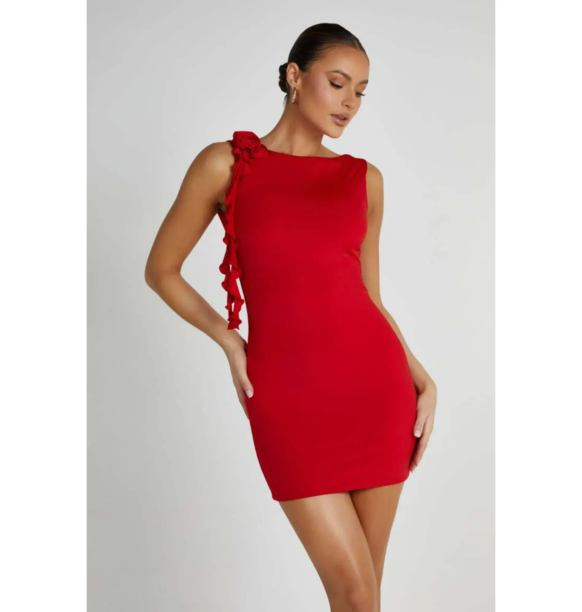 Meshki  Bronte Backless Rose Mini Dress in Red Size AU 8 - Image 2