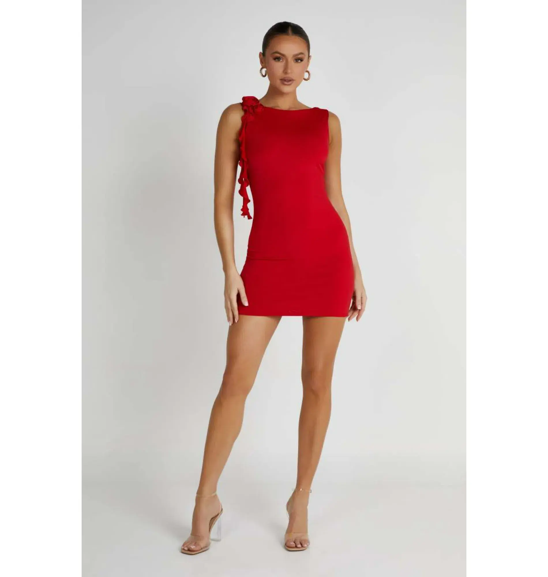 Meshki  Bronte Backless Rose Mini Dress in Red Size AU 8 - Image 1