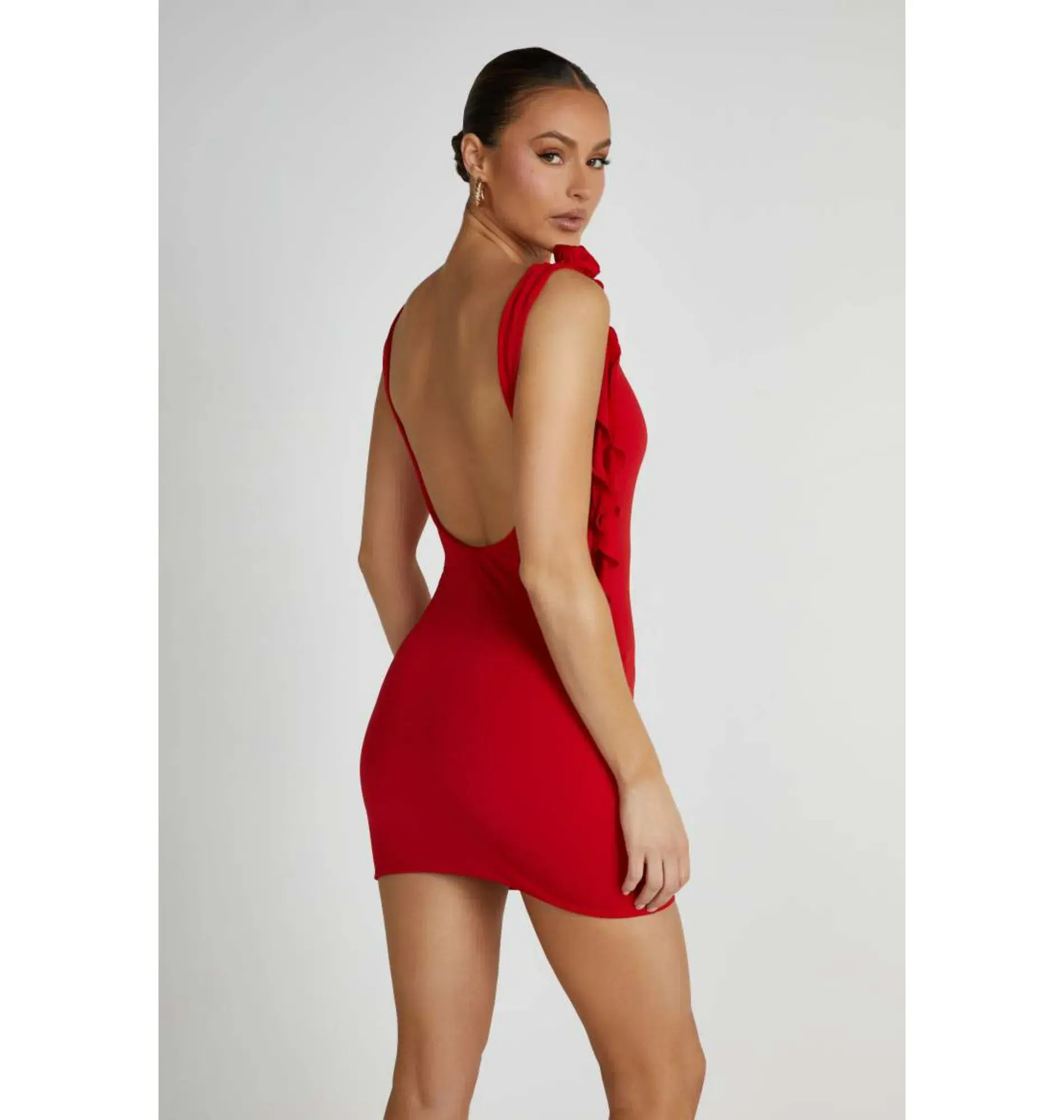 Meshki  Bronte Backless Rose Mini Dress in Red Size AU 8 - Image 3
