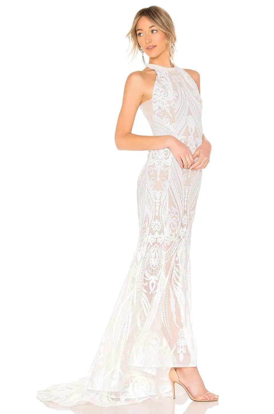Bronx and Banco Ester Gown White Beaded Size AU 8 (US 4) - Image 2