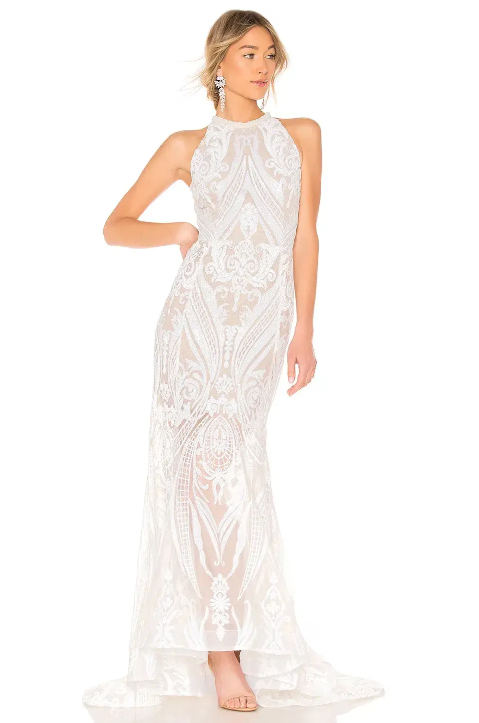 Bronx and Banco Ester Gown White Beaded Size AU 8 (US 4) - Image 4