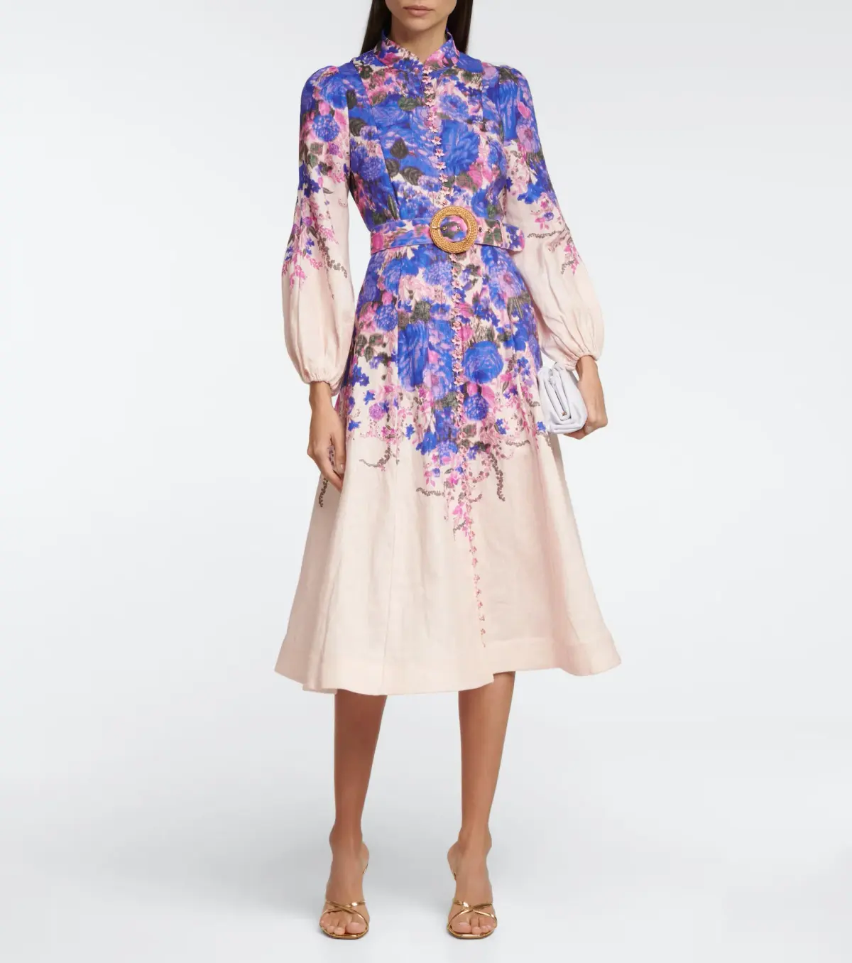 Zimmermann High Tide Buttoned Midi Dress Purple Ikat Floral Size 2 / AU UK 12 - Image 1