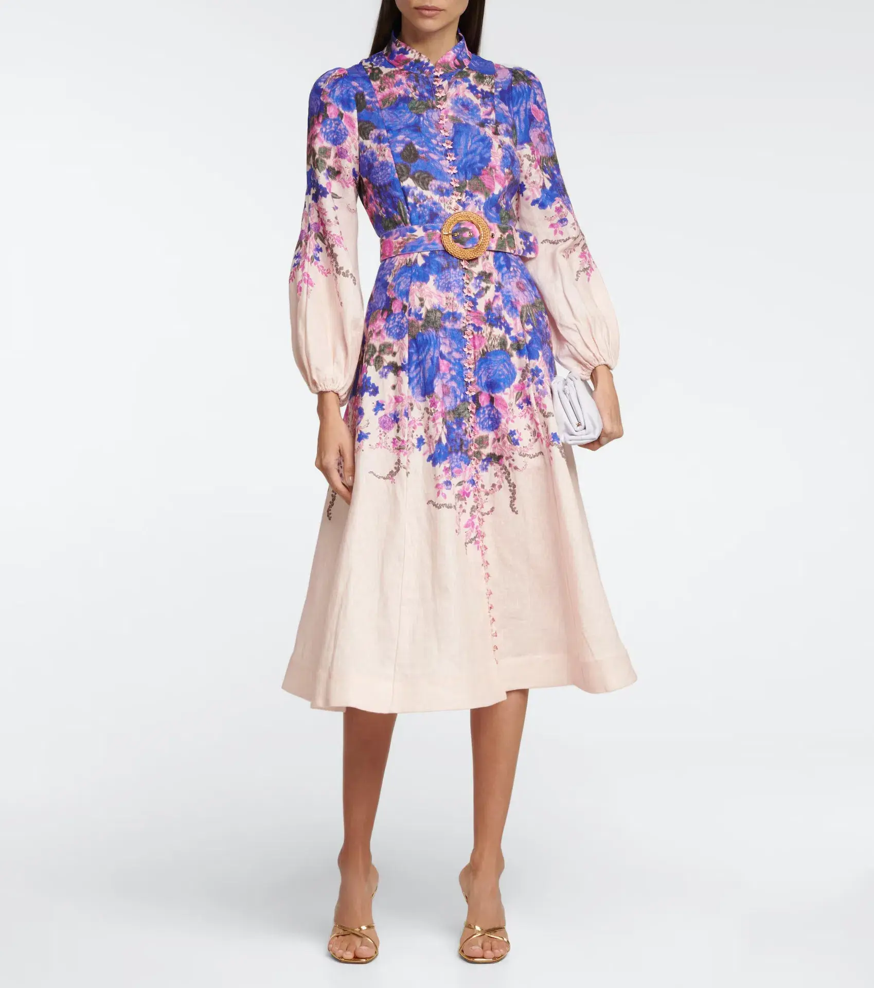 Zimmermann High Tide Buttoned Midi Dress Purple Ikat Floral Size 2 / AU UK 12 - Image 1