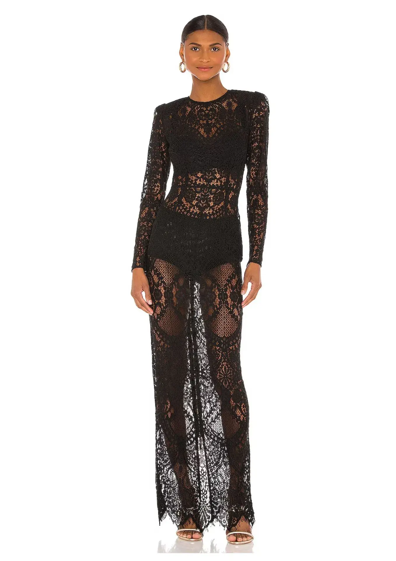 Bronx and Banco Allegra Lace Maxi Dress Black Size 6 - Image 1