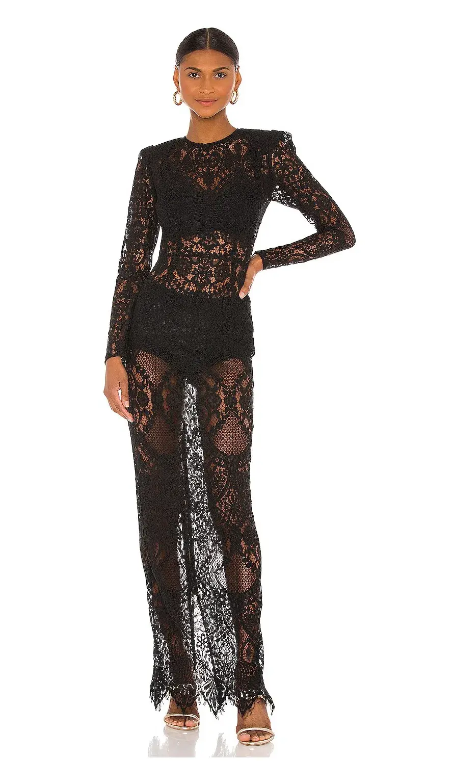 Bronx and Banco Allegra Lace Maxi Dress Black Size 6 - Image 2