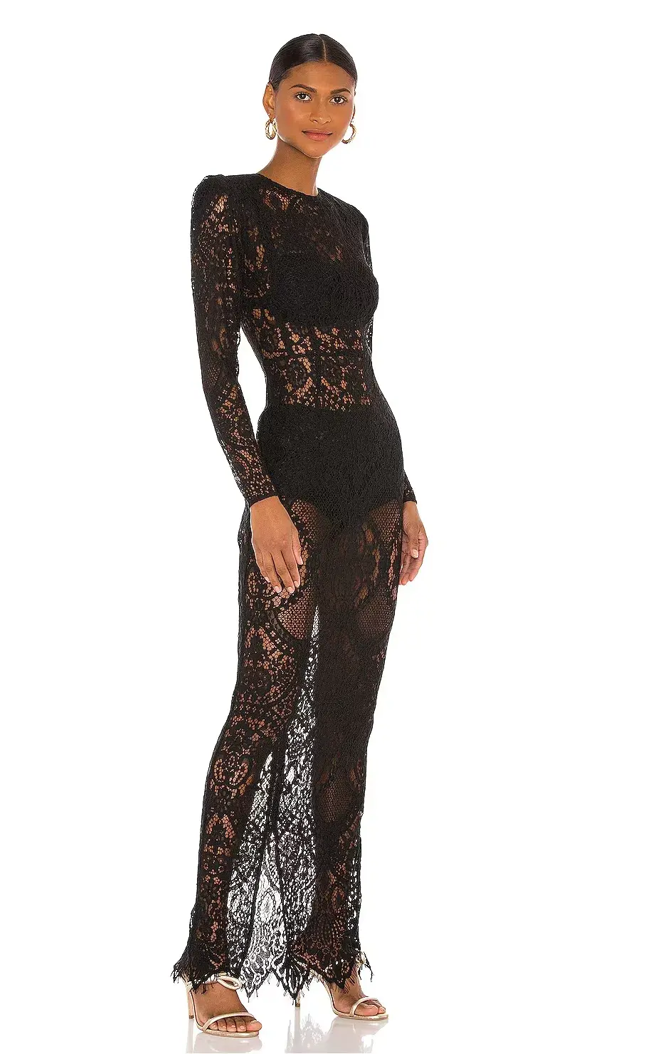 Bronx and Banco Allegra Lace Maxi Dress Black Size 6 - Image 5