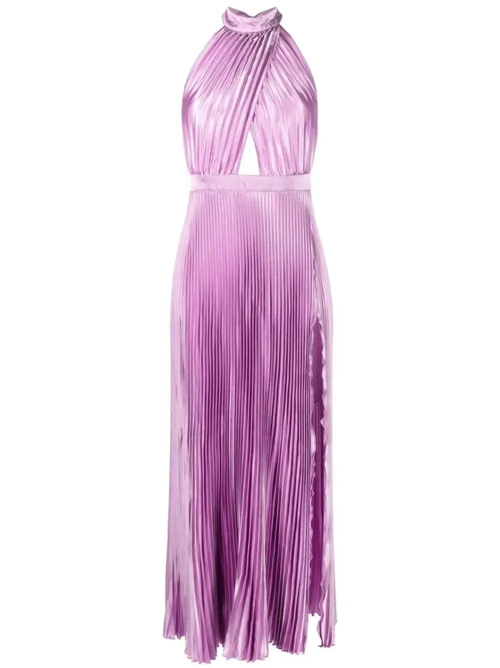 L'Idée Pleated Halterneck Dress Violet Purple Size 8 - Image 7