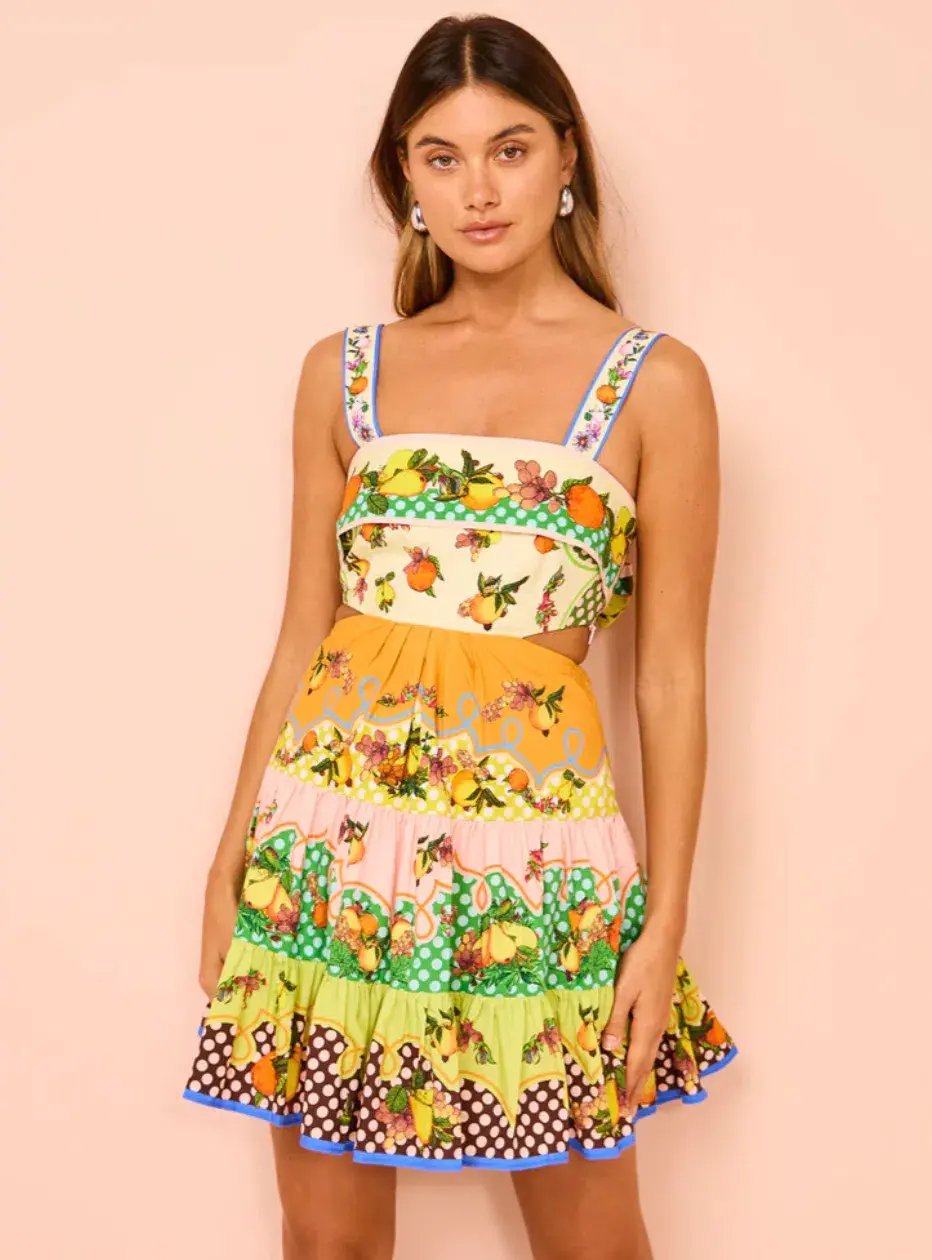 Alemais Lemonis Cut Out Mini Dress Multi Size 10 - Image 2