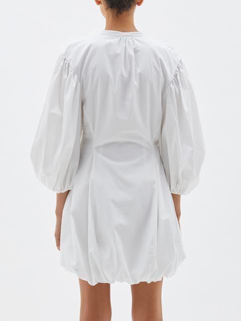 Bassike Gathered Balloon Dress White Size 10 - Image 2
