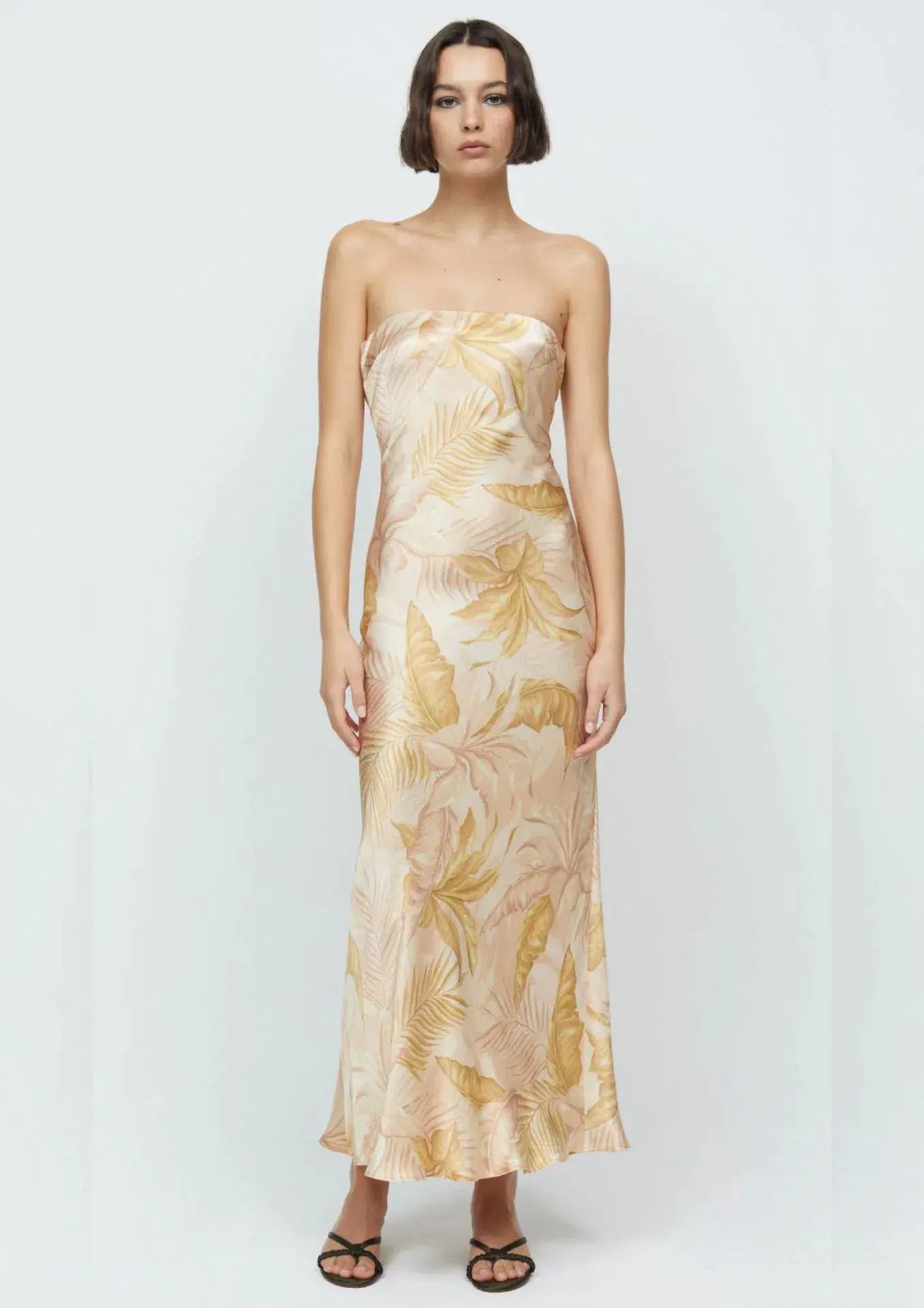 Bec & Bridge Dusty Palms Strapless Maxi Dress Print Size AU 8 - Image 6