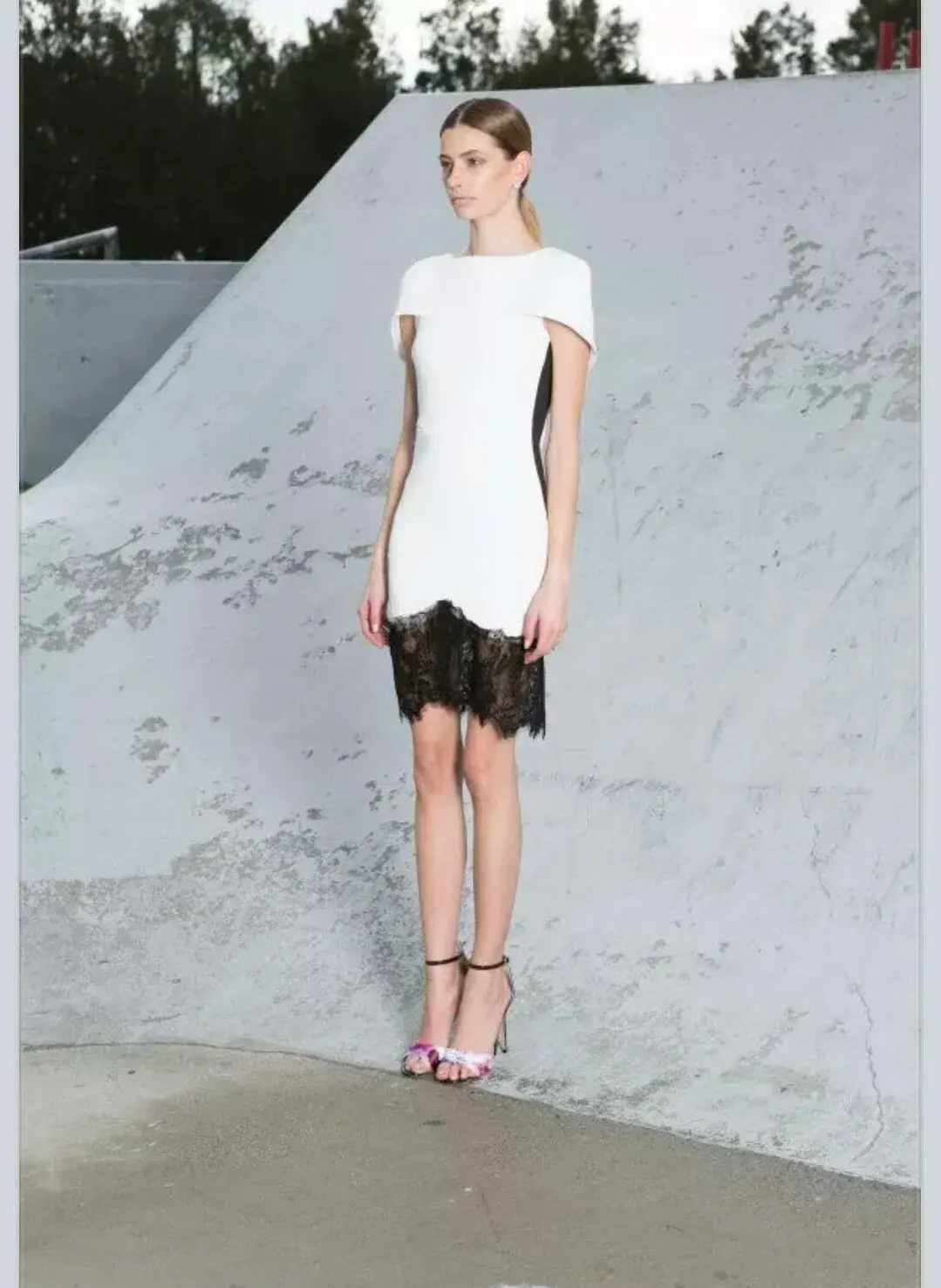 Asilio the Label Lace Hem Dress White/Black Size XS / AU 6 - Image 1