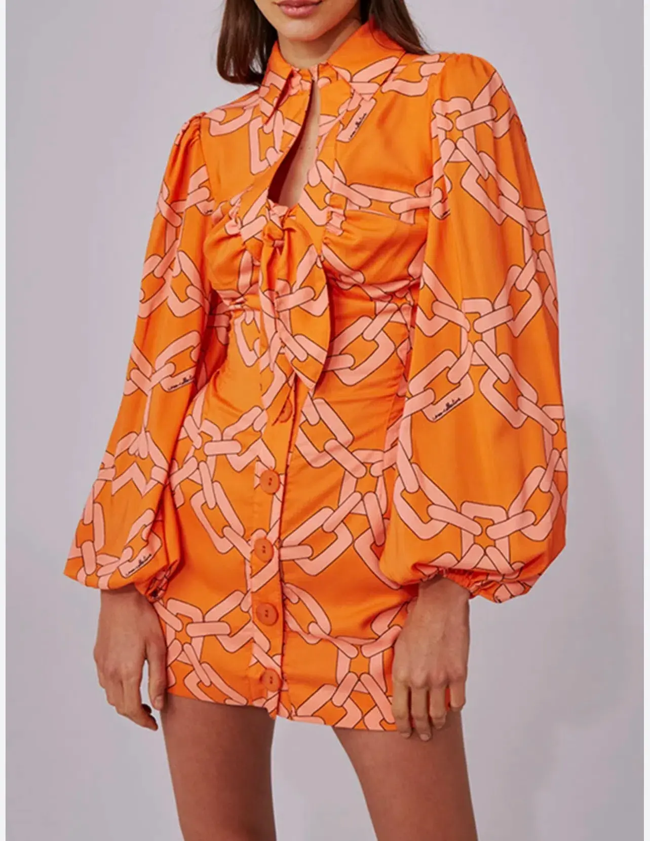 C/MEO Collective Mornings Mini Dress Tangerine Chain Size S / AU 8 - Image 2