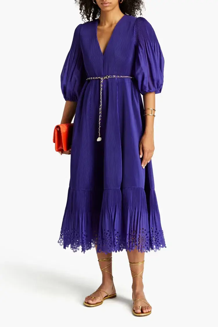 Zimmermann Pleated Midi Dress in Lapis Size 0P / AU 6 - Image 1