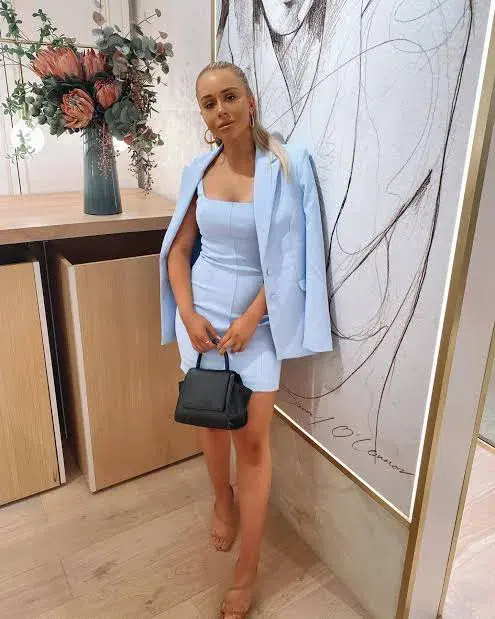 Kookai Oyster Bustier Mini Dress Ice Blue Size 36 / AU 8 - Image 3