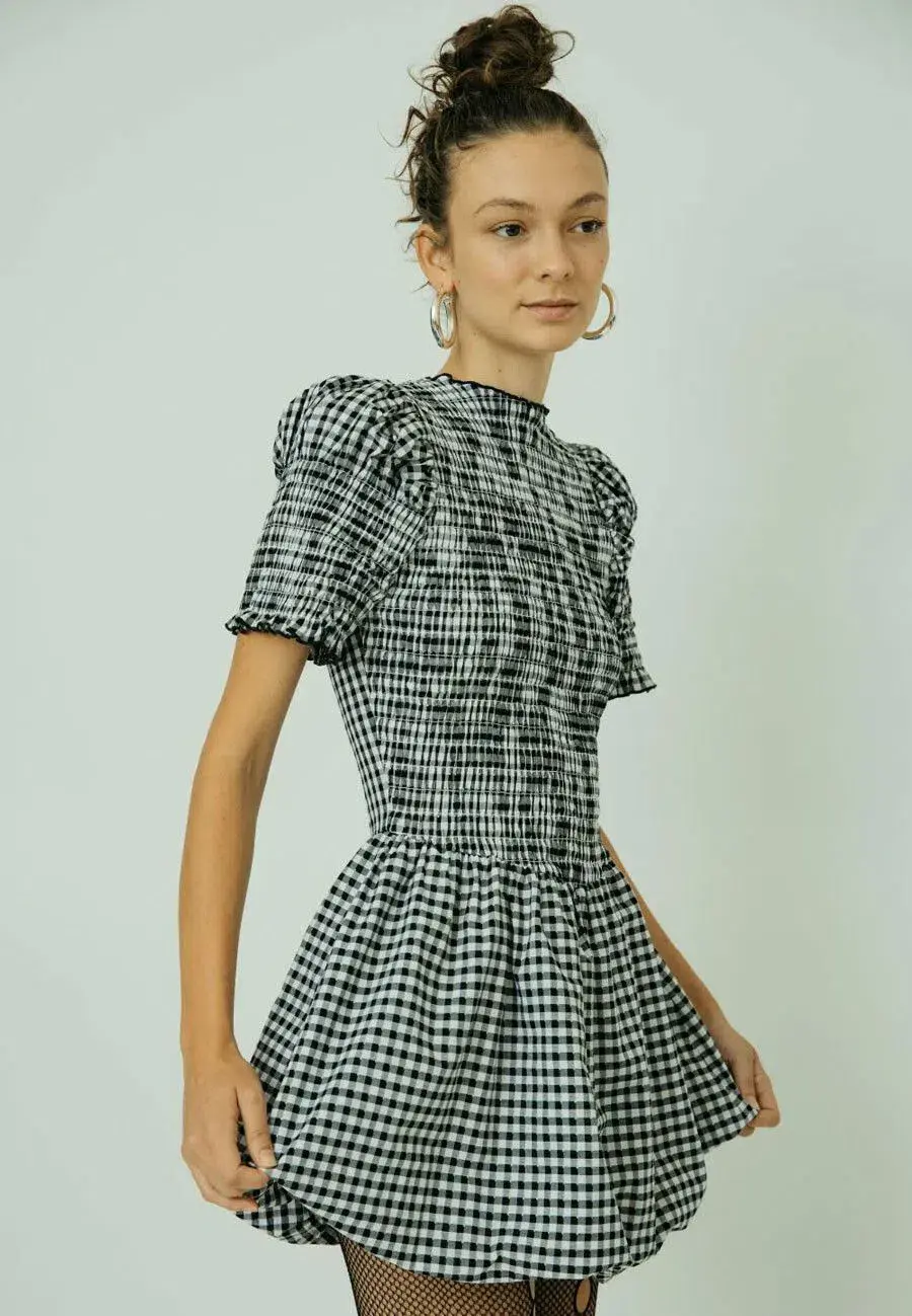 Après Studio Gingham Bubble Mini Dress Print Size L / AU 12 - Image 3