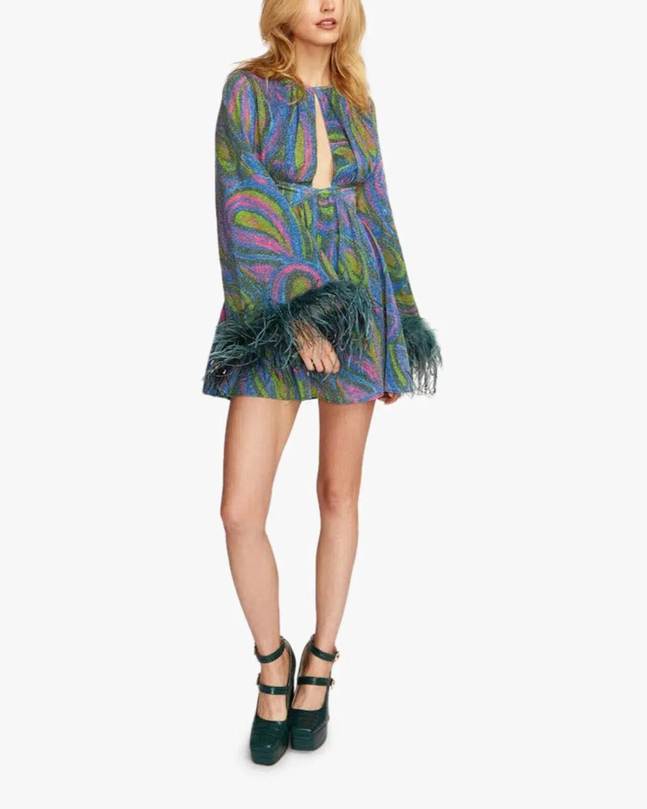 Alice McCall Swan Lake Feather Mini Dress in Clover Size 6 - Image 2