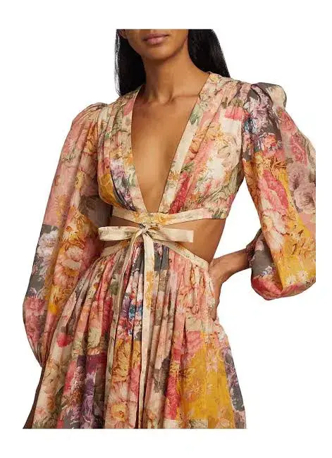 Zimmermann Pattie Patchwork Long Dress Patch Floral Size 0 / AU 8 - Image 3