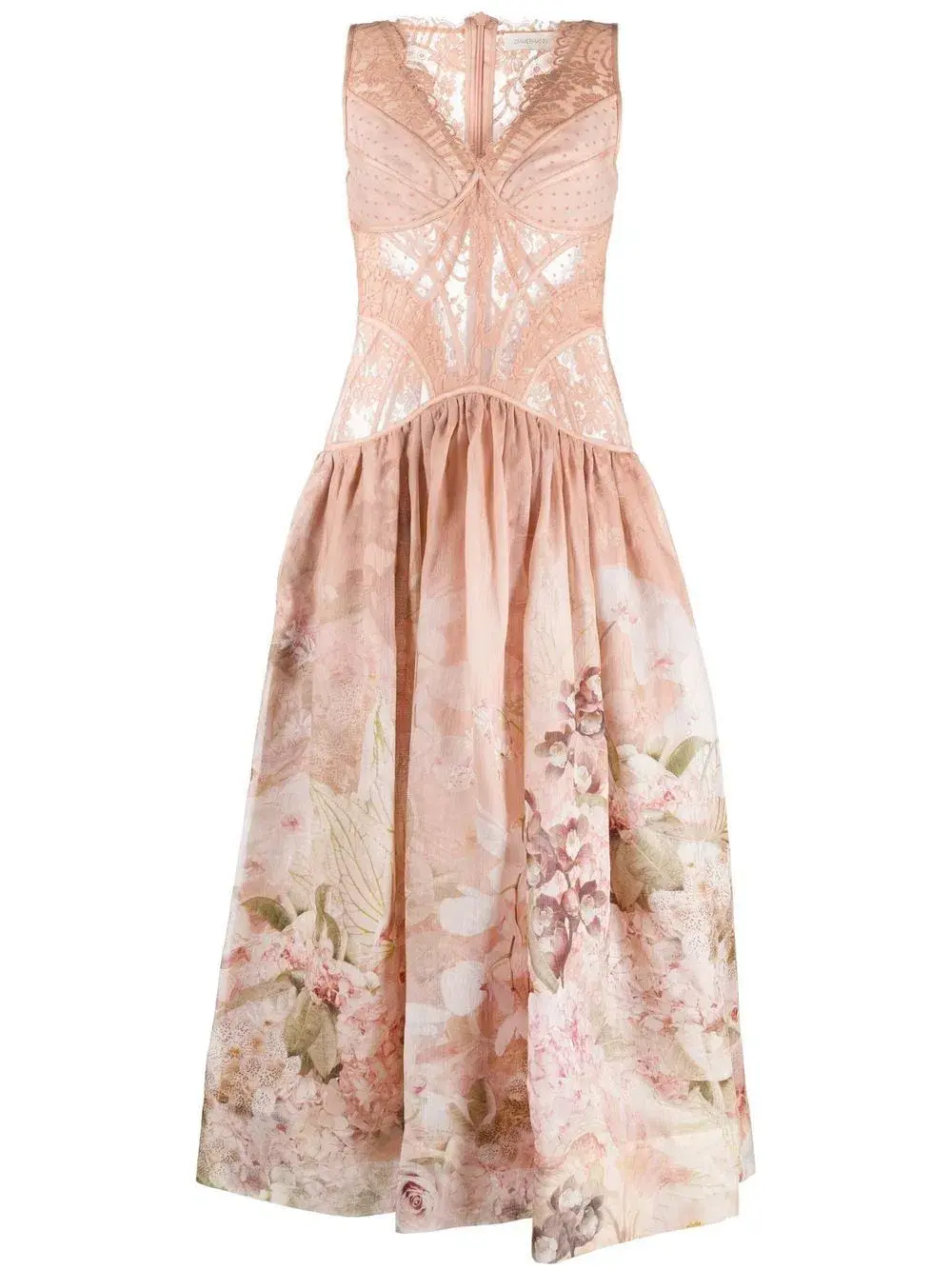 Zimmermann The Dancer Sleeveless Lace Midi Dress Blush Garden Floral Size 1 / AU 10 - Image 4