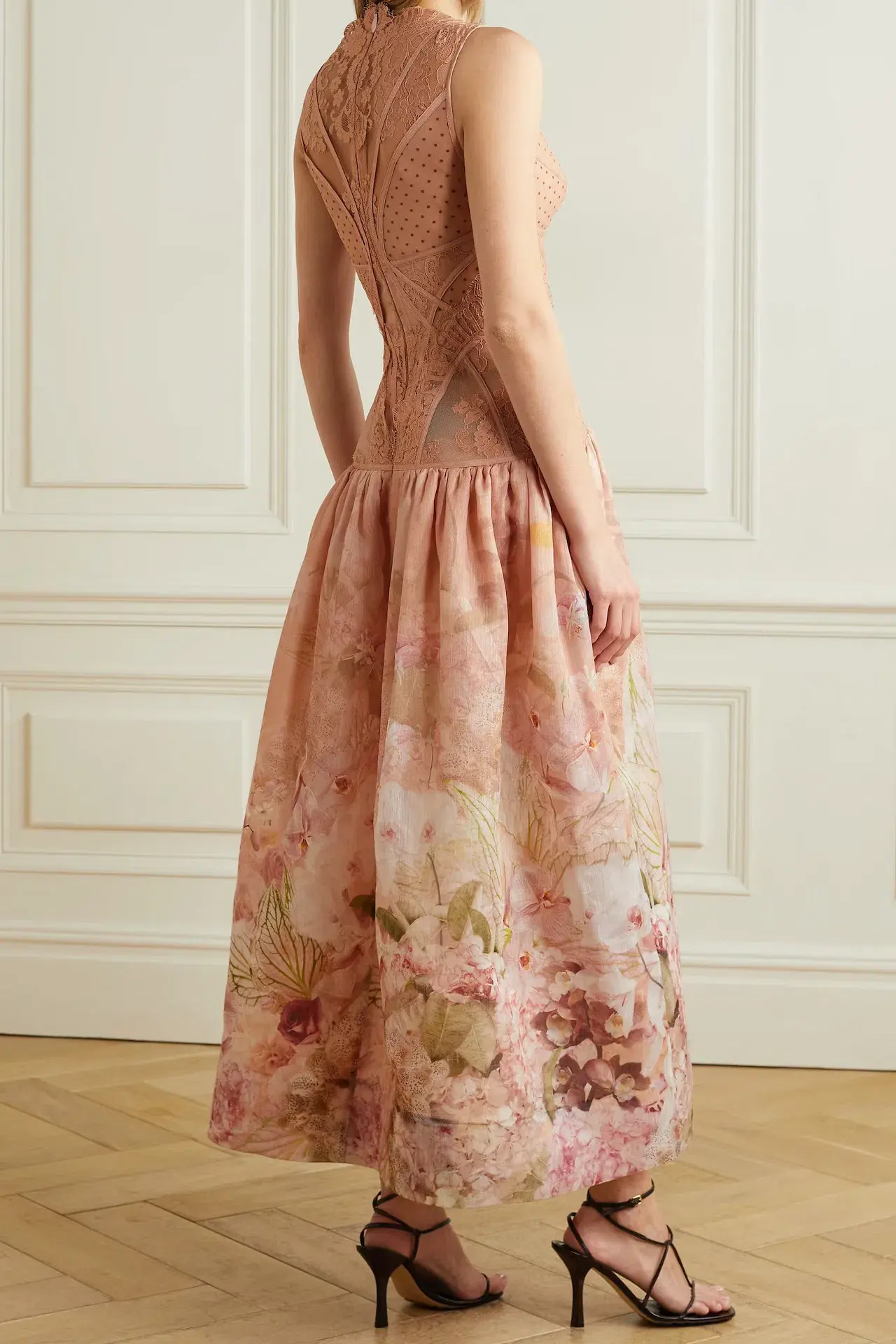 Zimmermann The Dancer Sleeveless Lace Midi Dress Blush Garden Floral Size 1 / AU 10 - Image 3