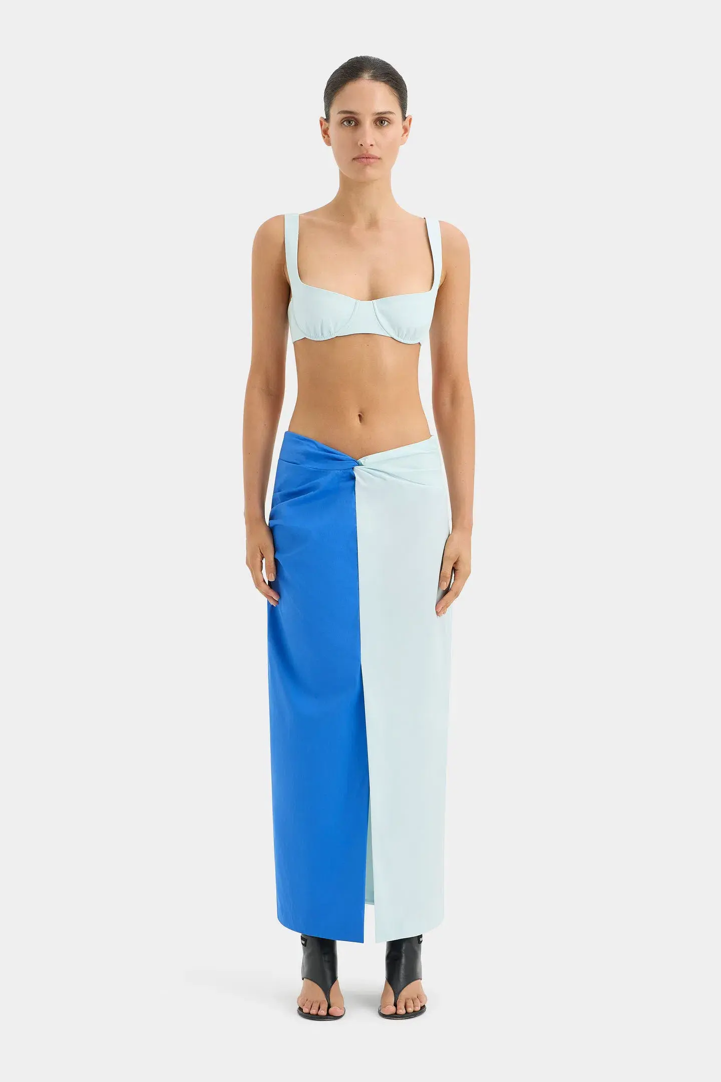 Sir the Label Azul Twist Midi Skirt Ice Blue Cobalt Size 6 - Image 1