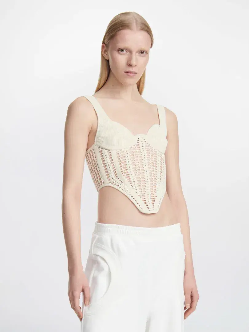 Dion Lee Crochet Corset in Bone Size 10 for rent on The Volte - main image